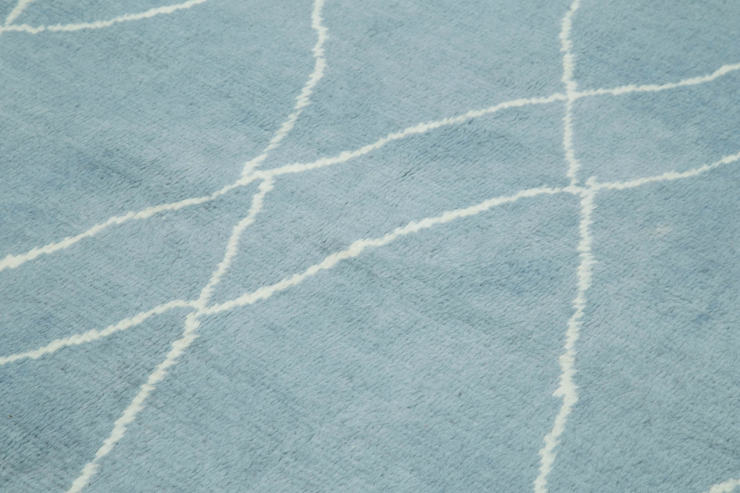 Handmade Wool Cotton Rug - Blue Geometric Rug | Vintage Turkish Carpet 7'10"x9'11"