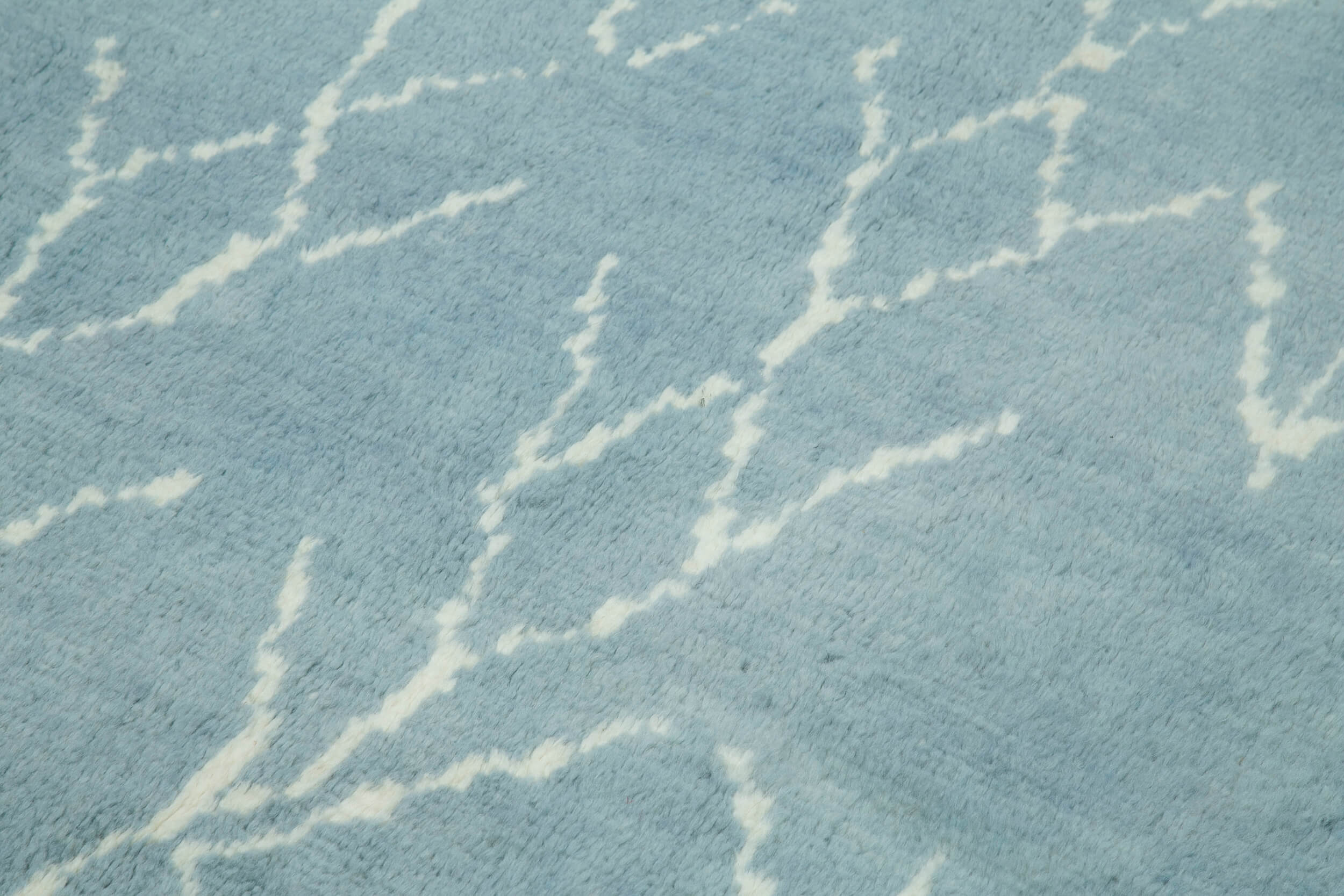 Handmade Wool Cotton Rug - Blue Geometric Pattern Carpet 6'3''x10'9'' for Living Room
