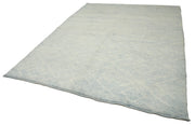 Handmade Wool Cotton Rug – Blue Geometric Pattern Carpet | Durable Natural Fiber Rug