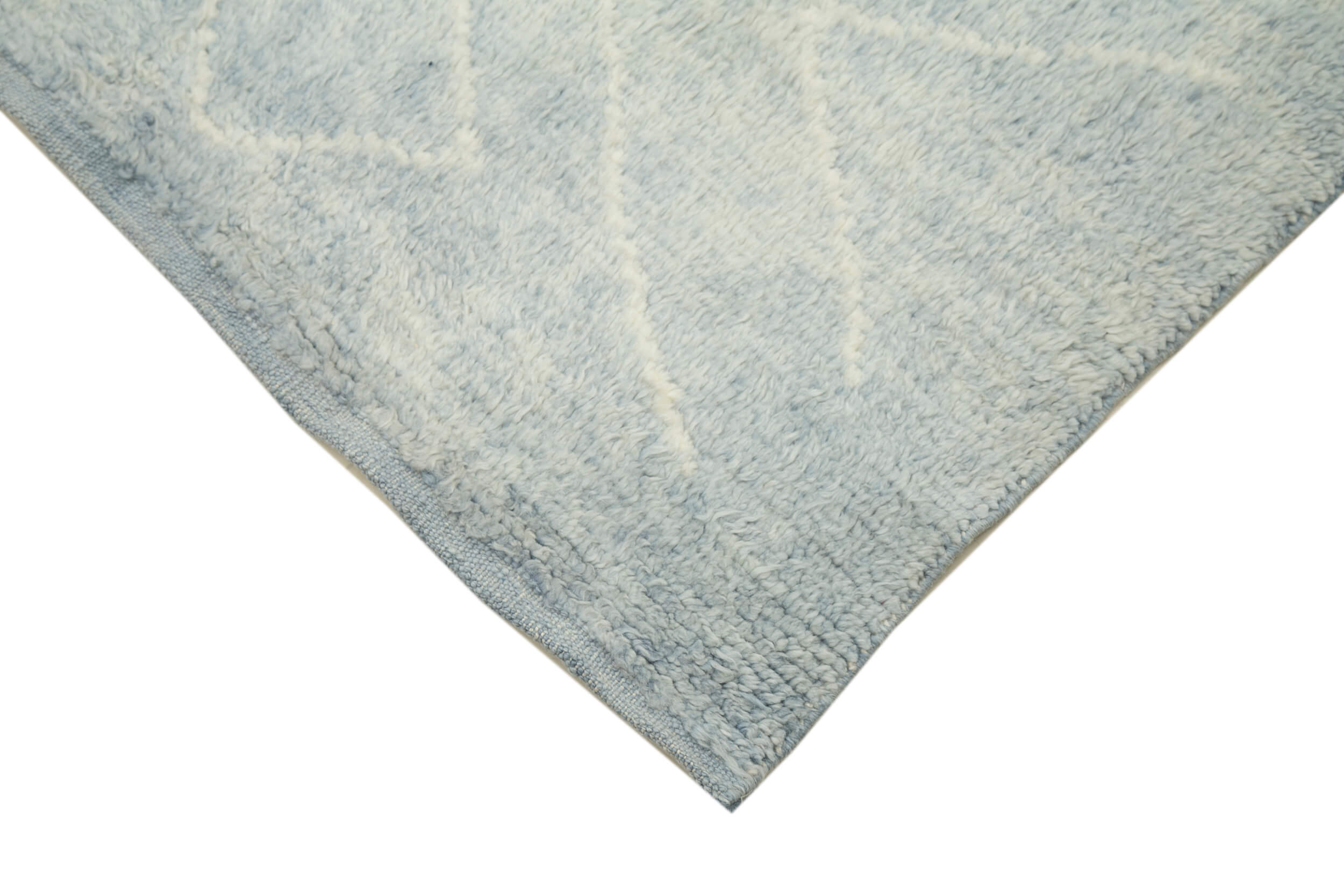 Handmade Wool Cotton Rug – Blue Geometric Pattern Carpet | Durable Natural Fiber Rug