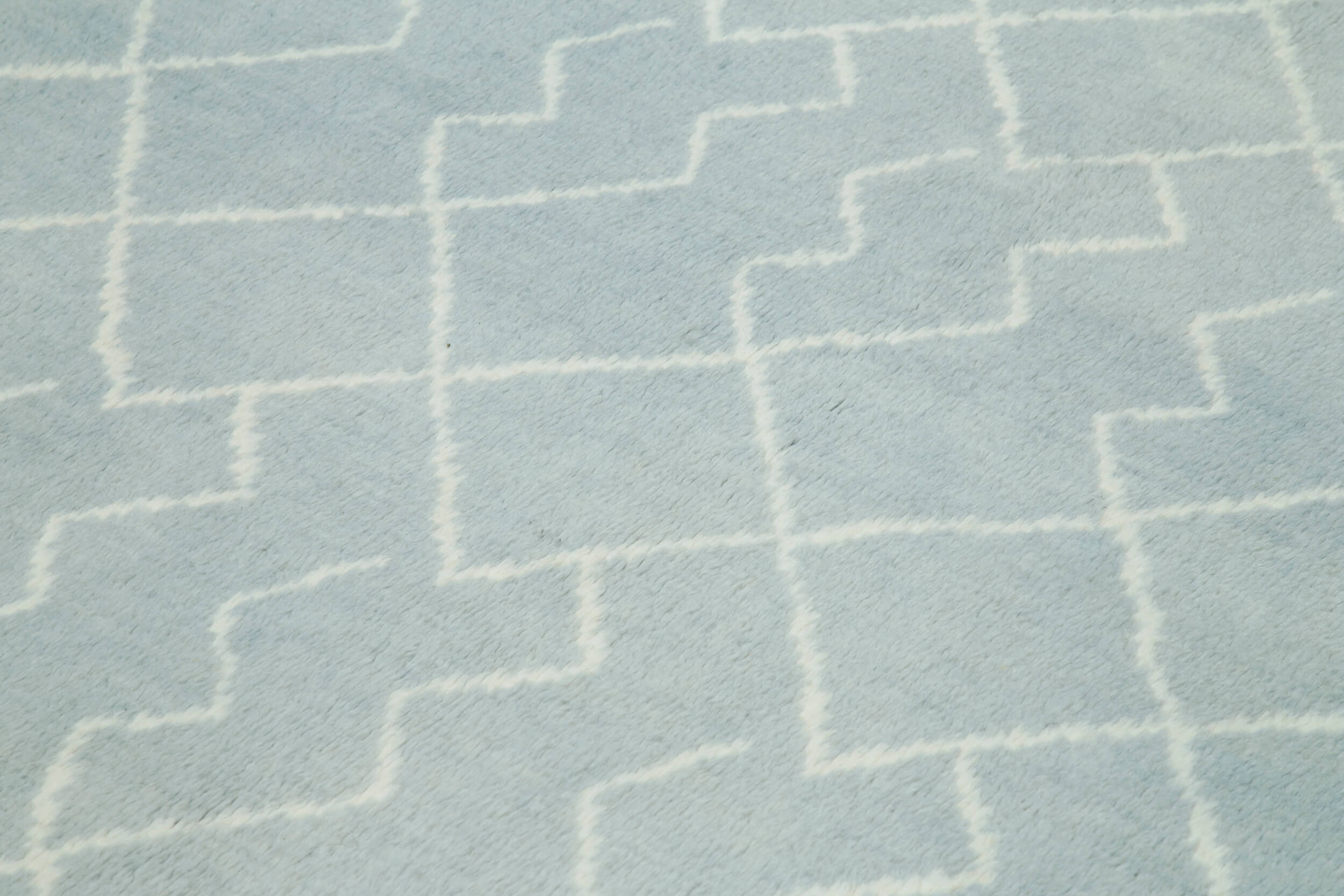 Handmade Wool Cotton Rug – Blue Geometric Pattern | Durable Woven Carpet by Agacan