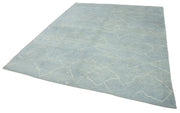 Handmade Wool Cotton Rug - Blue Geometric Pattern Carpet | Artisan Crafted, Soft Durable Area Rug 7'7" x 9'1"