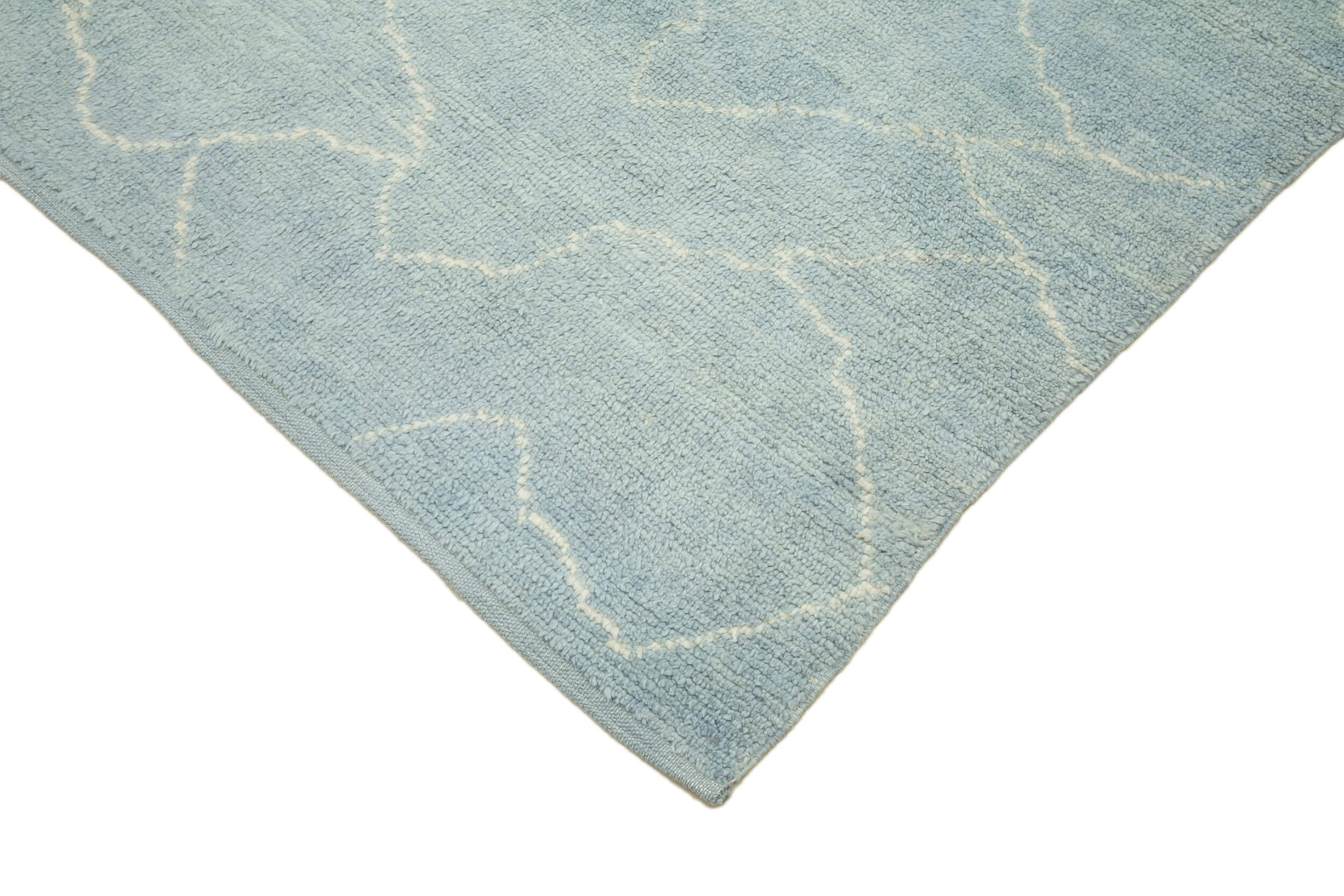 Handmade Wool Cotton Rug - Blue Geometric Pattern Carpet | Artisan Crafted, Soft Durable Area Rug 7'7" x 9'1"