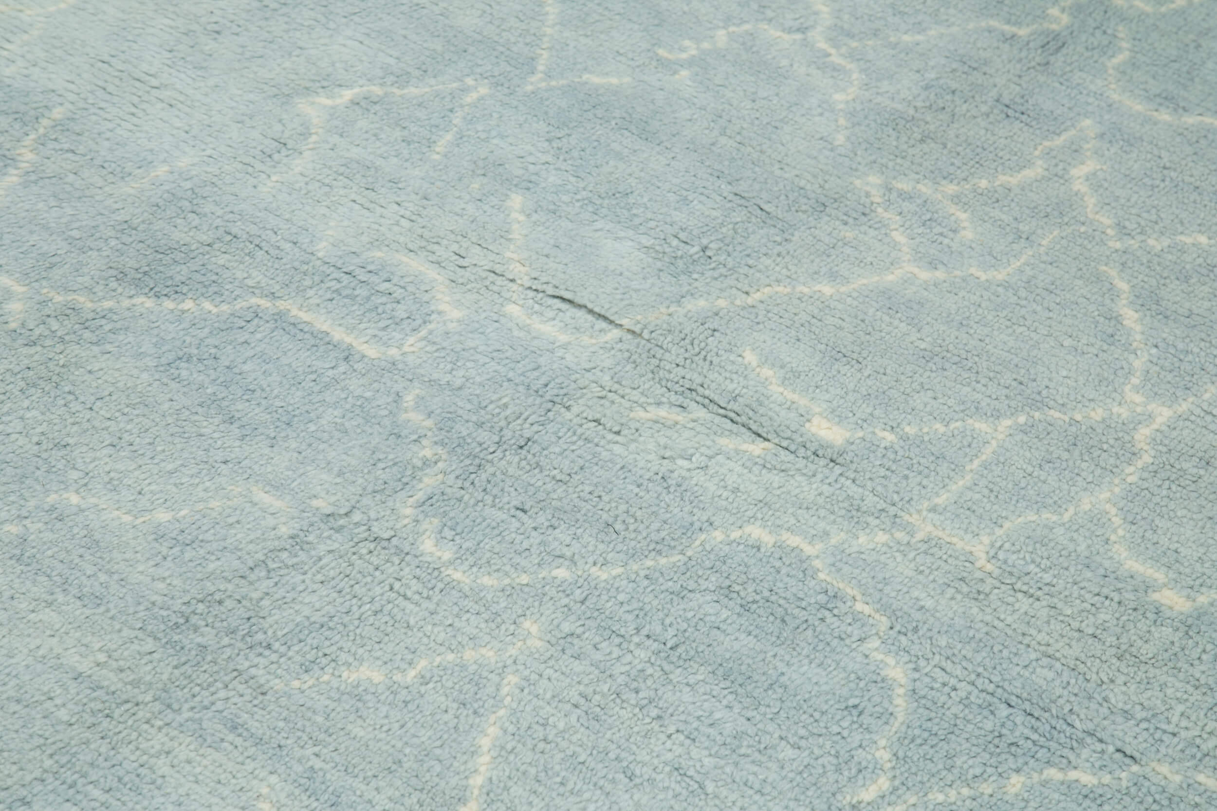 Handmade Wool Cotton Rug - Blue Geometric Pattern Carpet | Artisan Crafted, Soft Durable Area Rug 7'7" x 9'1"