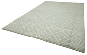 Handmade Wool Cotton Rug – Grey Geometric Area Rug | Durable Soft Textured Carpet