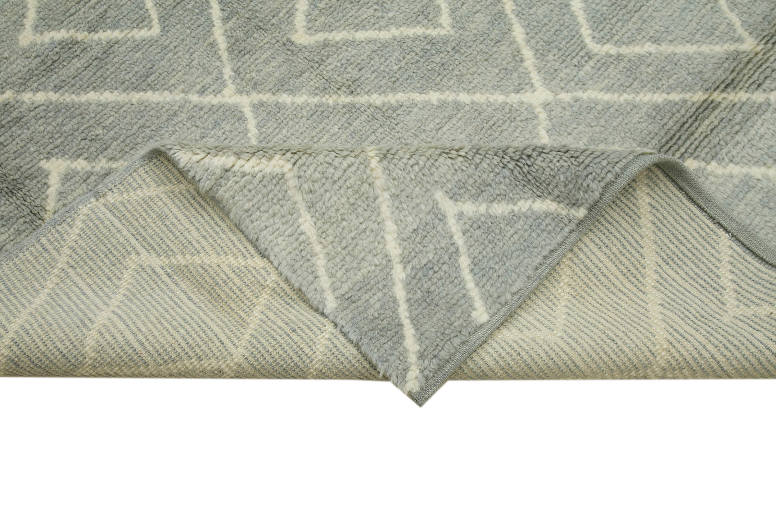 Handmade Wool Cotton Rug – Grey Geometric Area Rug | Durable Soft Textured Carpet