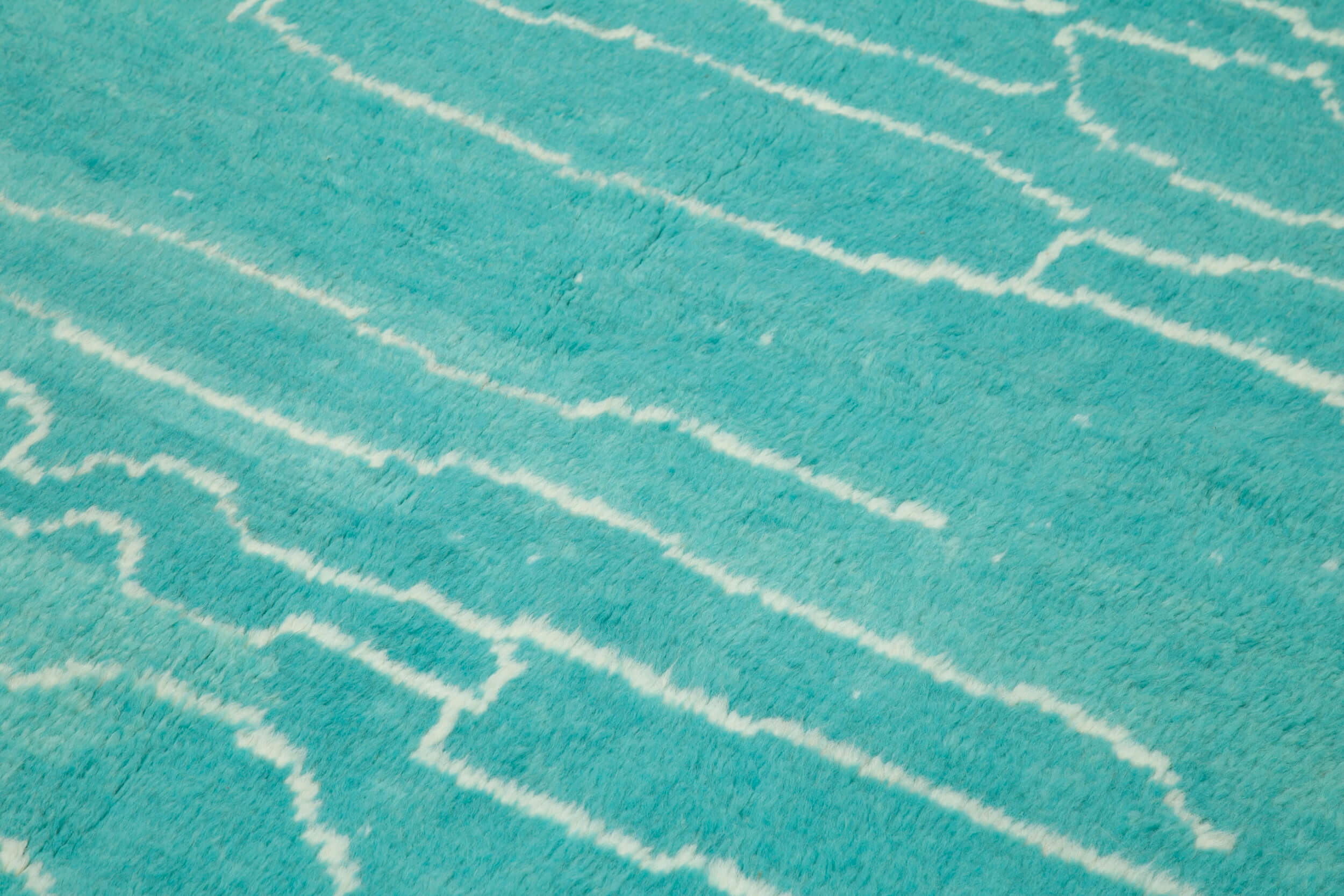 Handmade Wool Cotton Rug – Turquoise Geometric Vintage Area Rug 6x10 Foot