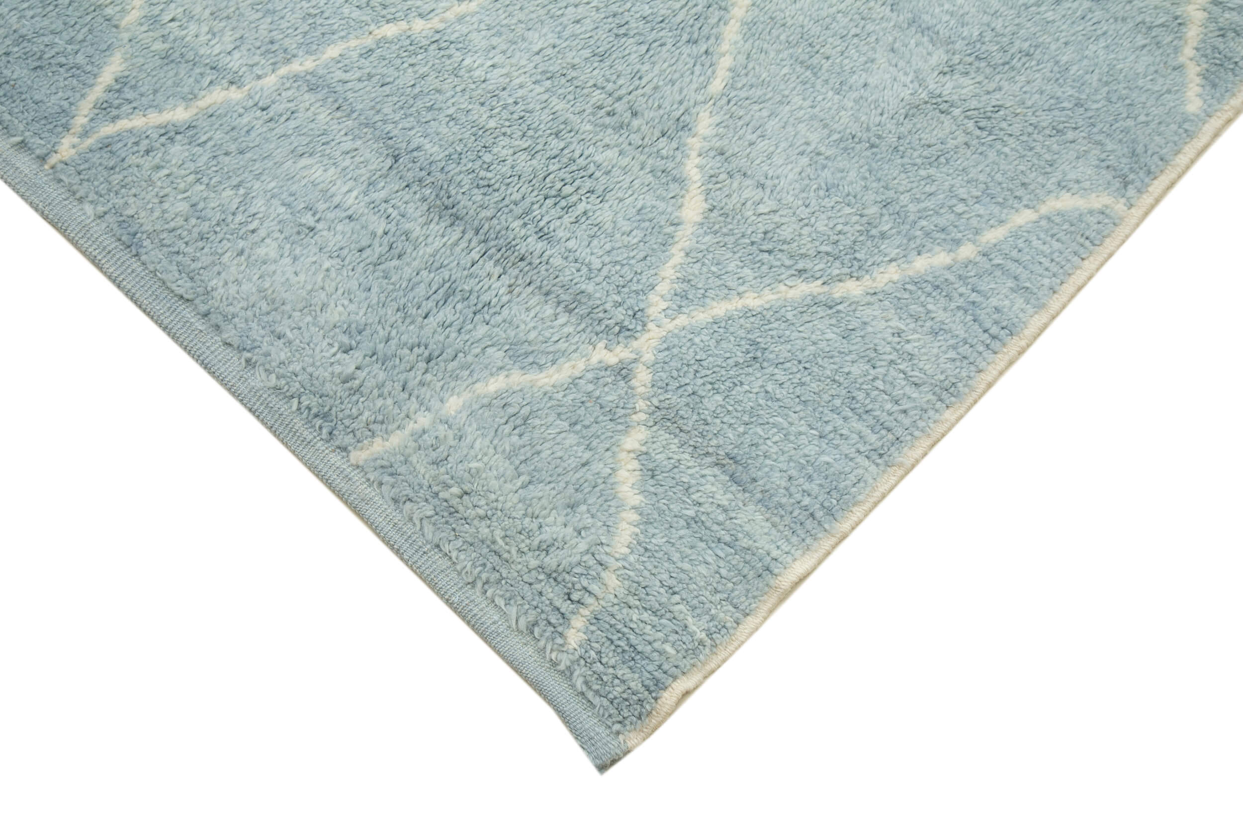 Handmade Wool Cotton Rug – Blue Geometric Vintage Area Rug 8'11'' x 12'2''