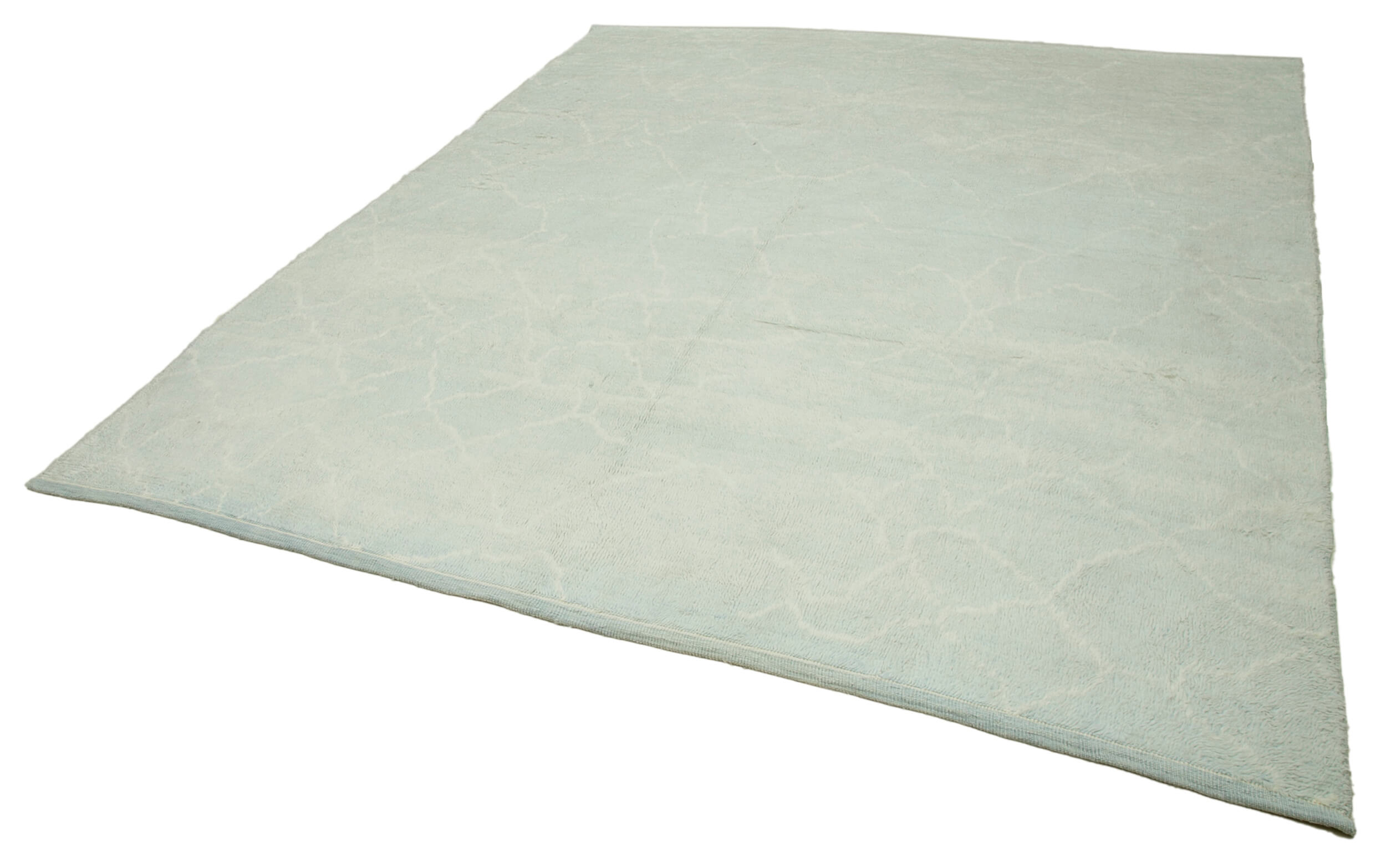 Handmade Wool Cotton Rug - Blue Geometric Area Rug | Vintage Turkish Carpet