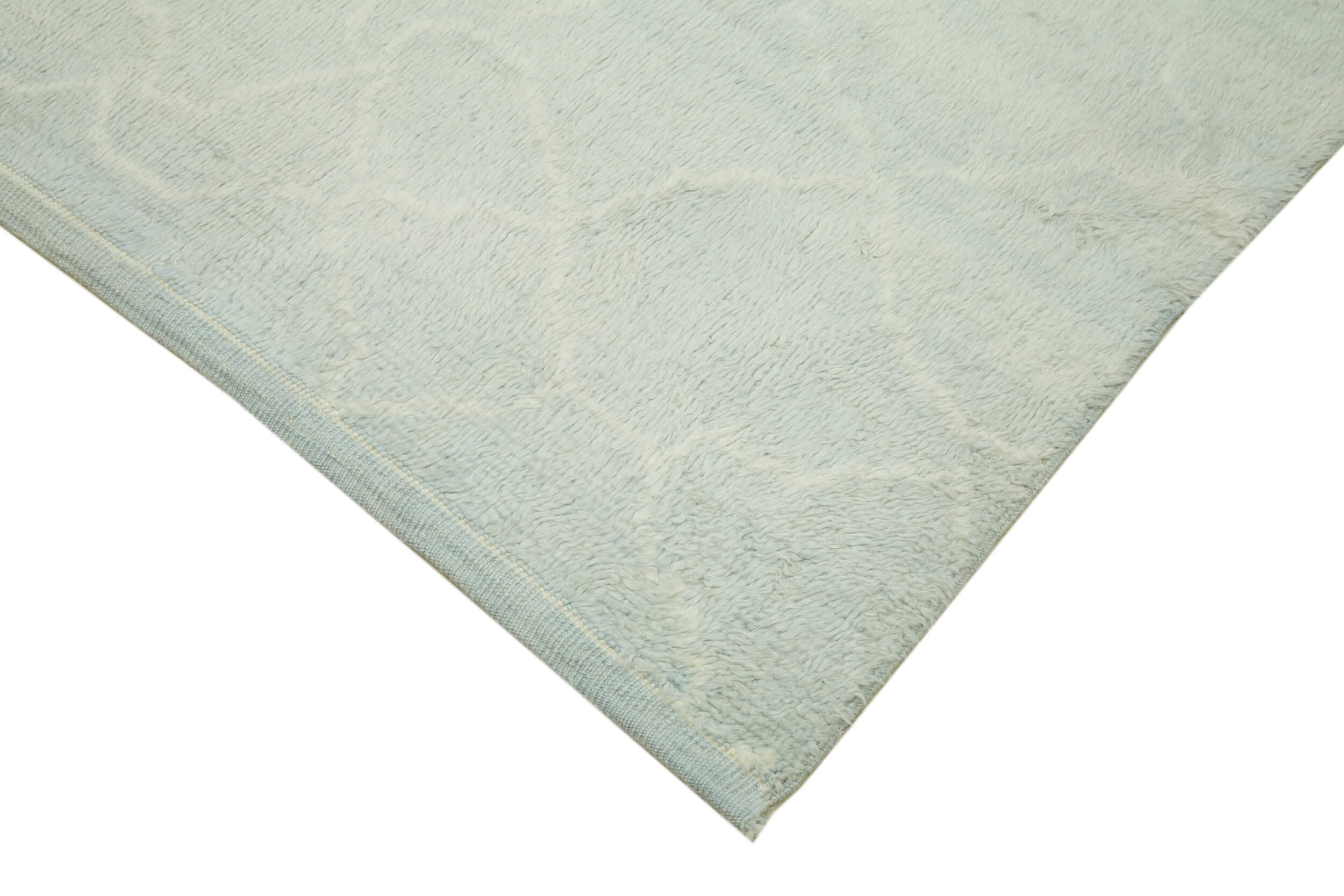 Handmade Wool Cotton Rug - Blue Geometric Area Rug | Vintage Turkish Carpet