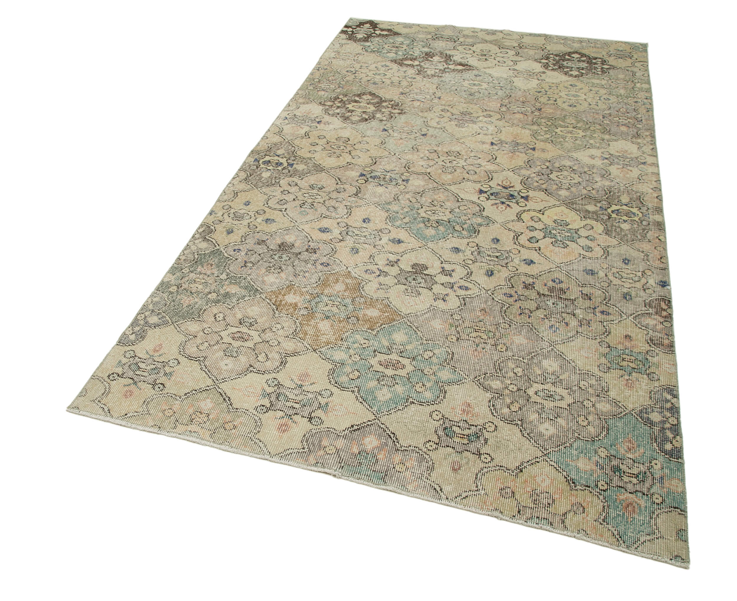 Handmade Area Rug - Checkered Kilim Beige Cotton Wool Durable Floor Covering 4'7''x8'10''
