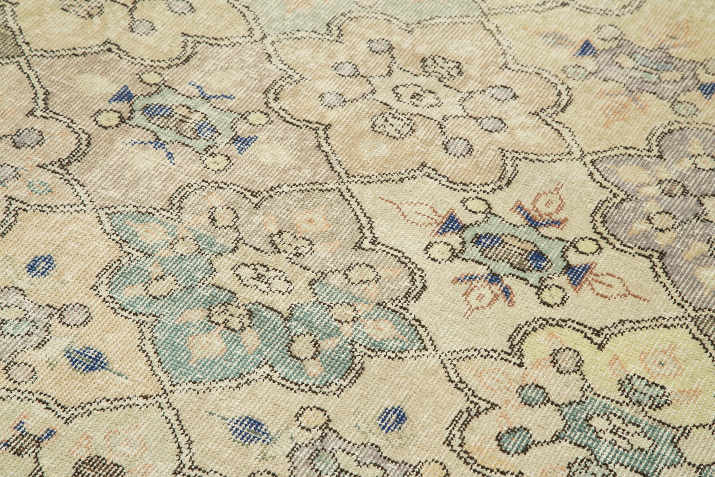 Handmade Area Rug - Checkered Kilim Beige Cotton Wool Durable Floor Covering 4'7''x8'10''