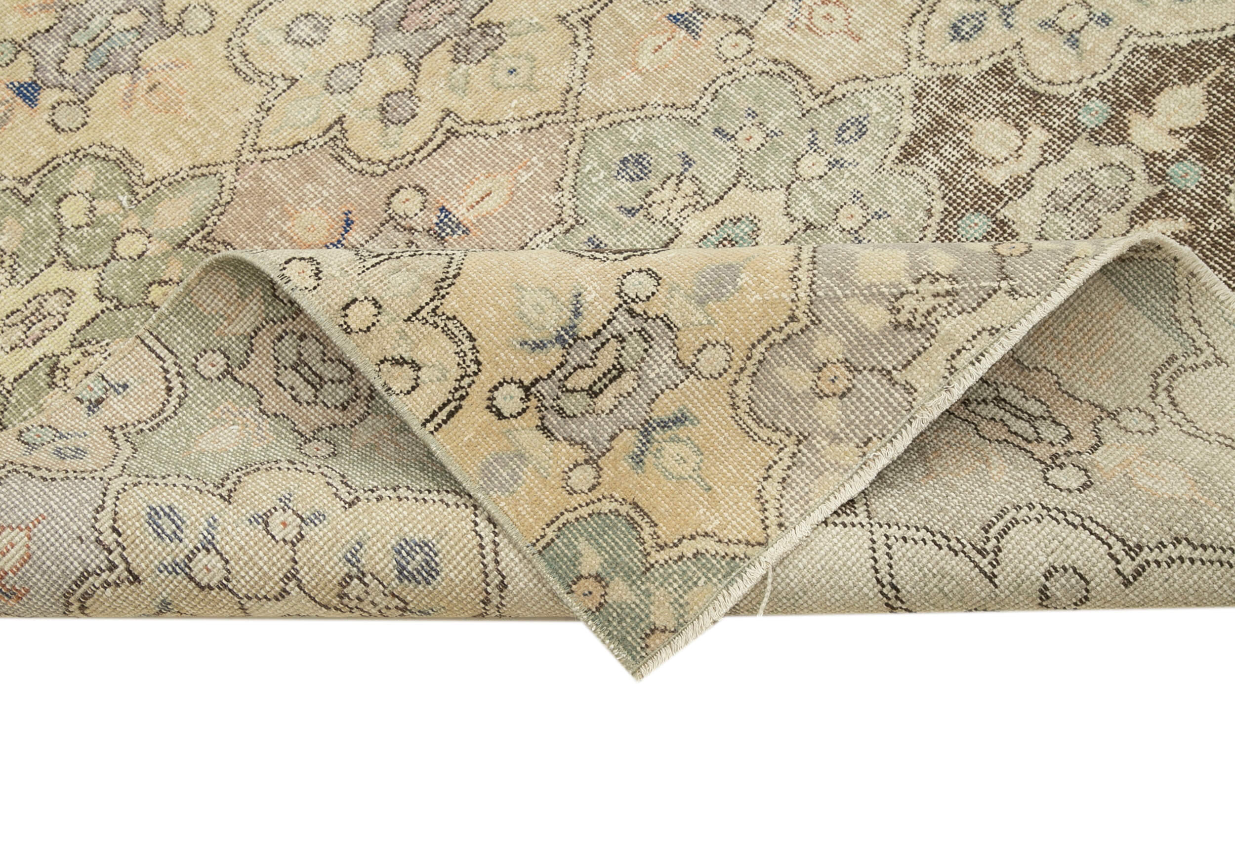 Handmade Area Rug - Checkered Kilim Beige Cotton Wool Durable Floor Covering 4'7''x8'10''