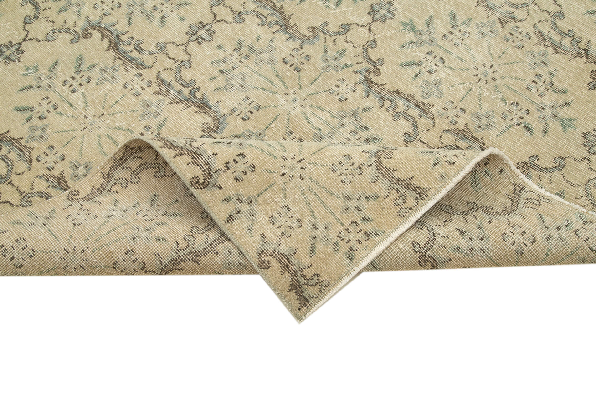 Handmade Cotton Wool Rug – Checkered Beige Area Carpet 5'0''x8'11'' Flat Weave Design