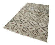 Handmade Wool Area Rug – Checkered Kilim Rug, Vintage Turkish Carpet 4'11''x9'3''