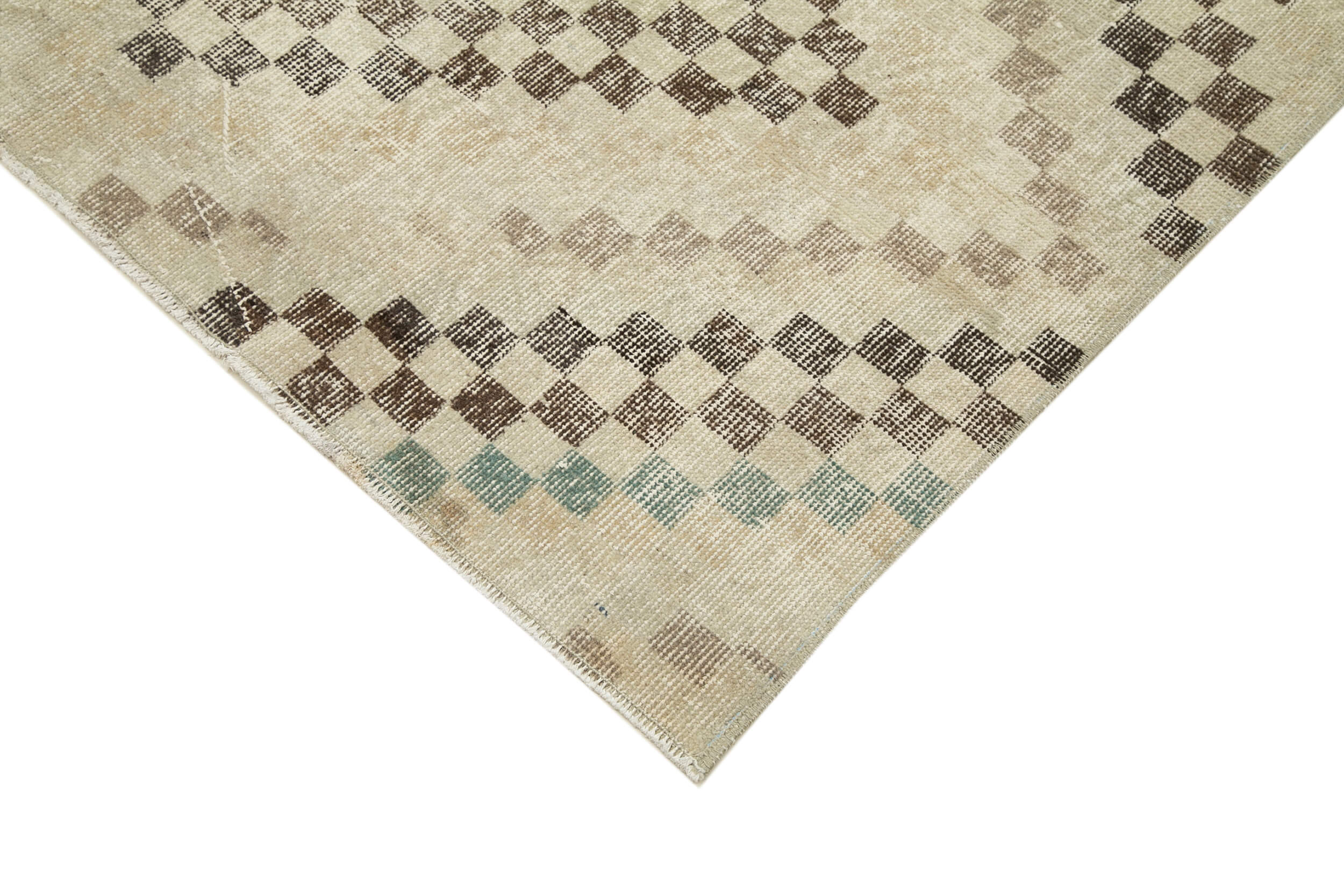 Handmade Area Rug – Checkered Kilim Rug 4'8''x8'8'' Cotton Wool Durable Weave