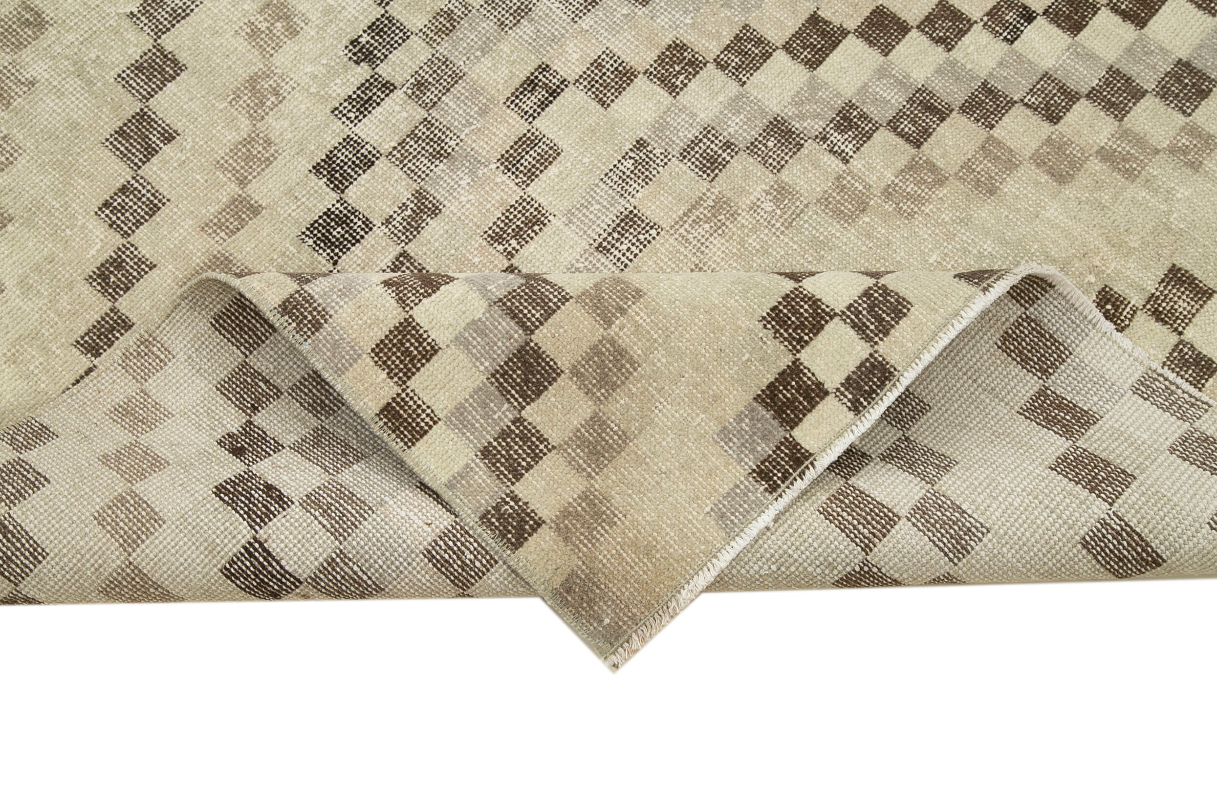 Handmade Area Rug – Checkered Kilim Rug 4'8''x8'8'' Cotton Wool Durable Weave