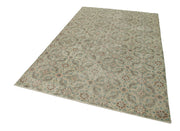 Handmade Area Rug - Checkered Kilim Beige Cotton Wool Rug 5'7''x8'10'' Soft Durable