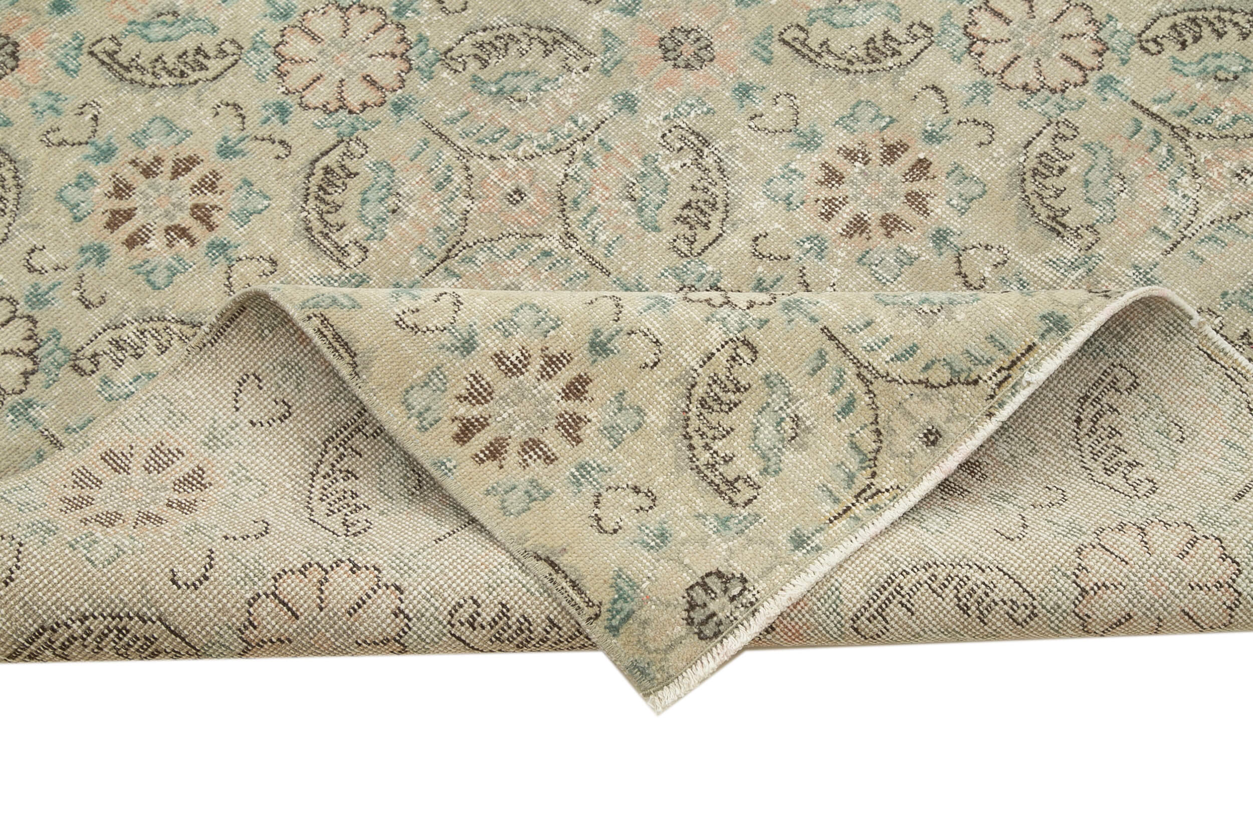 Handmade Area Rug - Checkered Kilim Beige Cotton Wool Rug 5'7''x8'10'' Soft Durable