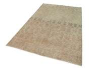 Handmade Area Rug - Checkered Kilim Orange Cotton Wool 5x8 Vintage Carpet