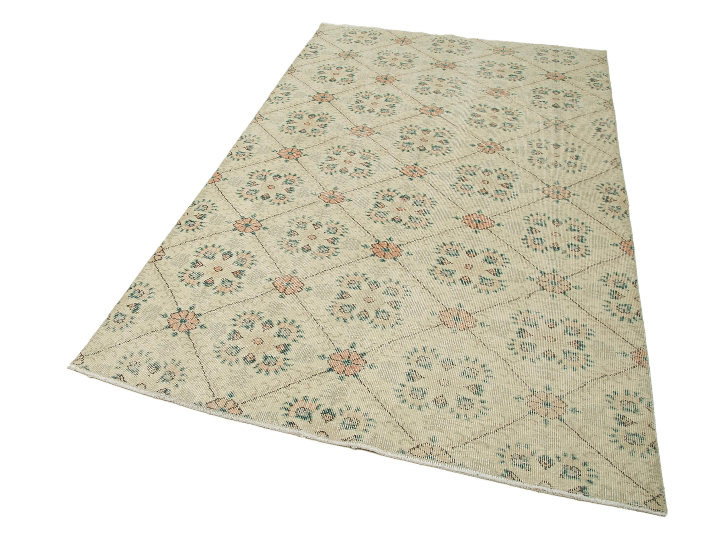 Handmade Area Rug - Checkered Kilim Beige Cotton Wool, Durable Soft Floor Covering 4'10''x8'3''
