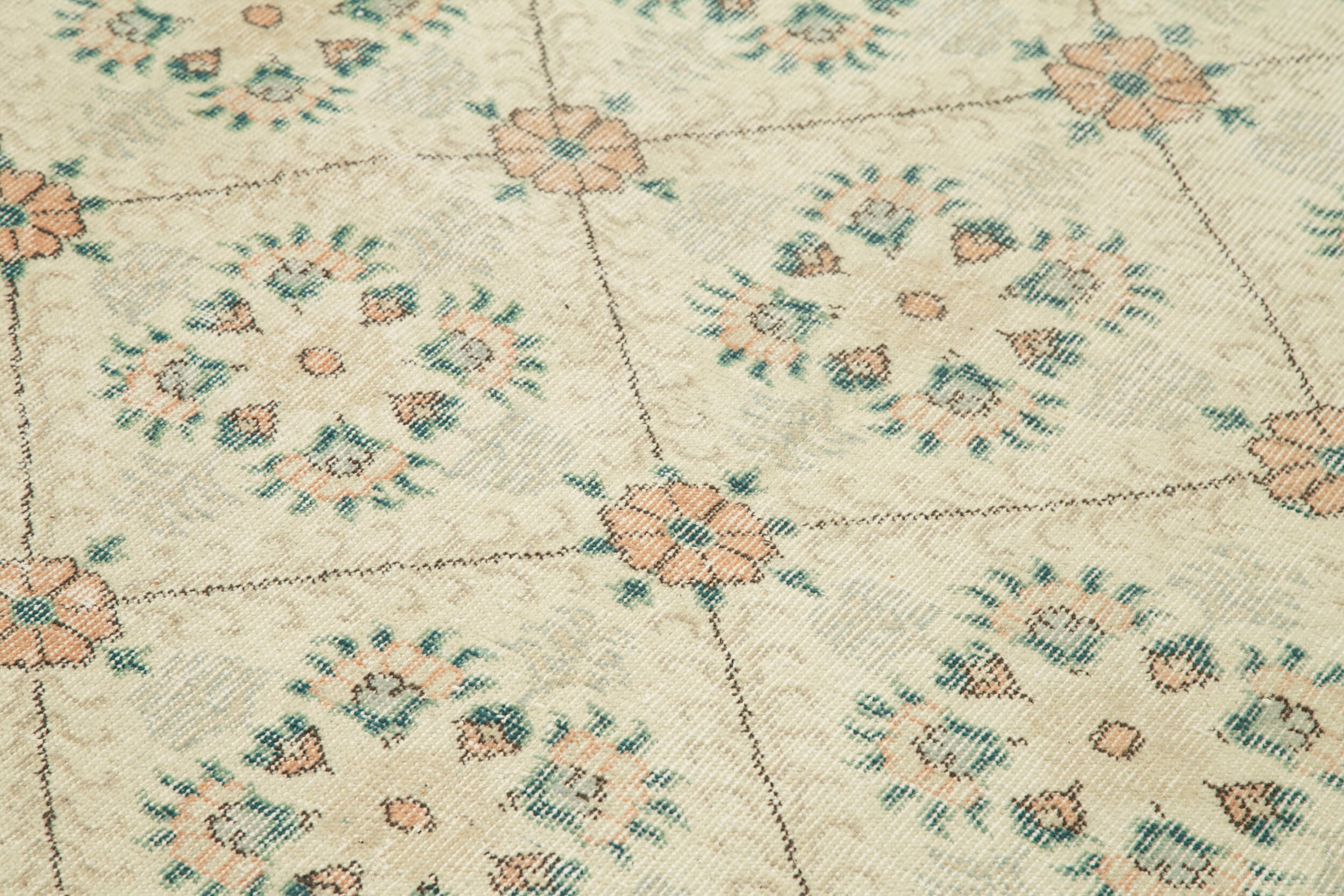 Handmade Area Rug - Checkered Kilim Beige Cotton Wool, Durable Soft Floor Covering 4'10''x8'3''