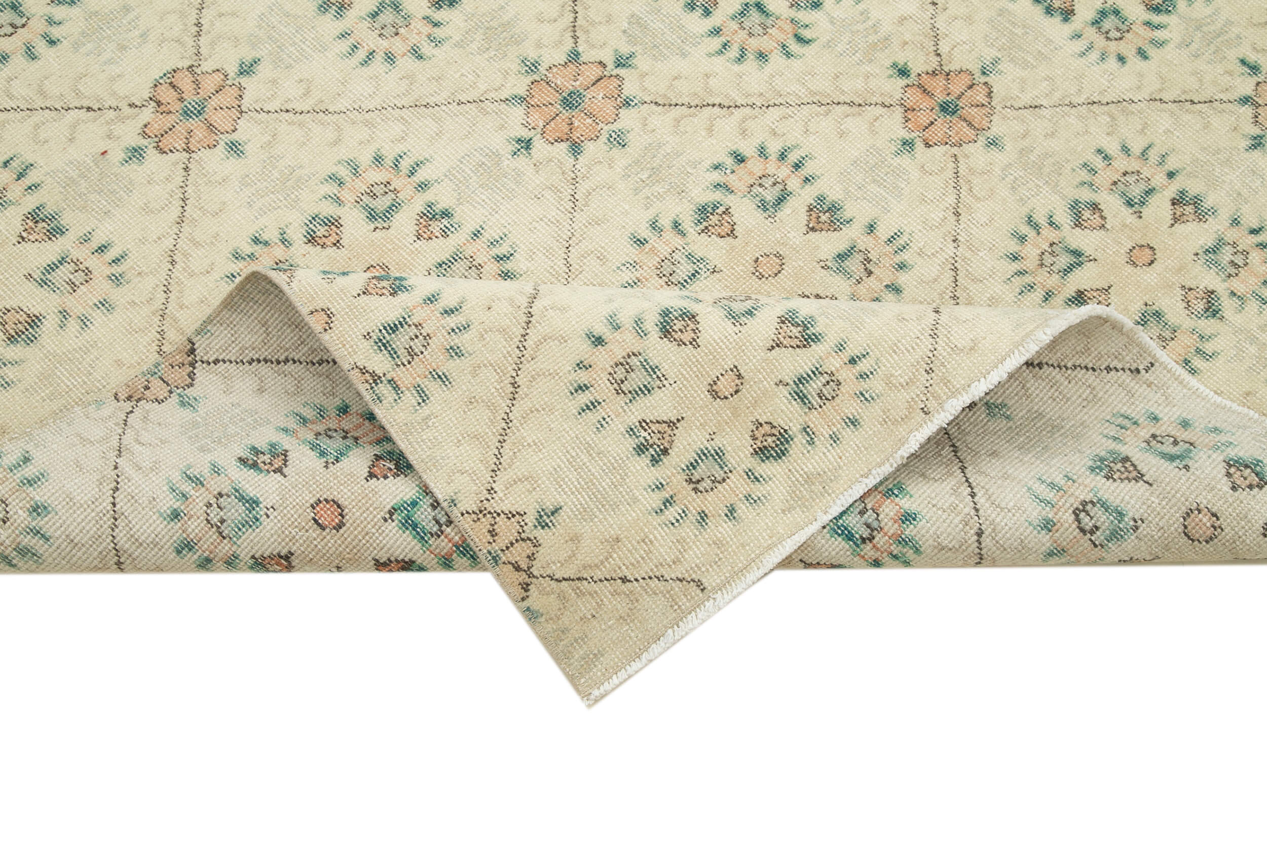 Handmade Area Rug - Checkered Kilim Beige Cotton Wool, Durable Soft Floor Covering 4'10''x8'3''