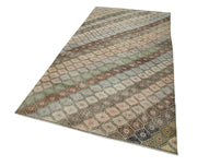 Handmade Wool Area Rug – White Checkered Geometric Runner, Cotton Wool Rug 4'8"x9'10"