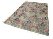 Handmade Wool Area Rug - Checkered Kilim Rug 5'10''x8'11'' Beige Cotton Wool Blend