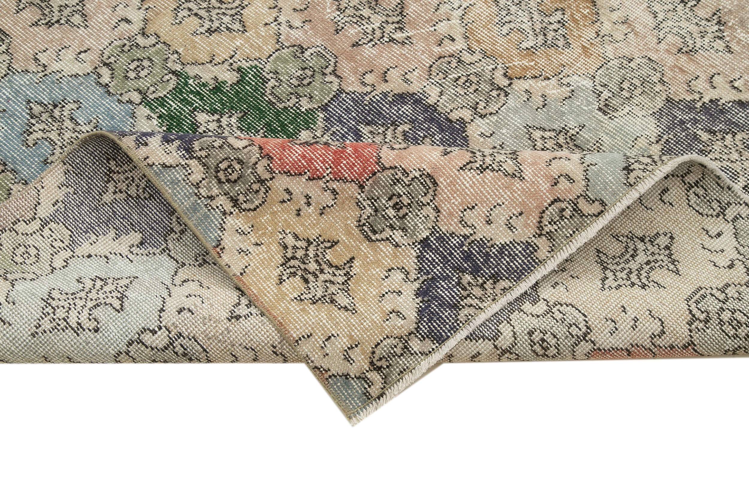 Handmade Wool Area Rug - Checkered Kilim Rug 5'10''x8'11'' Beige Cotton Wool Blend