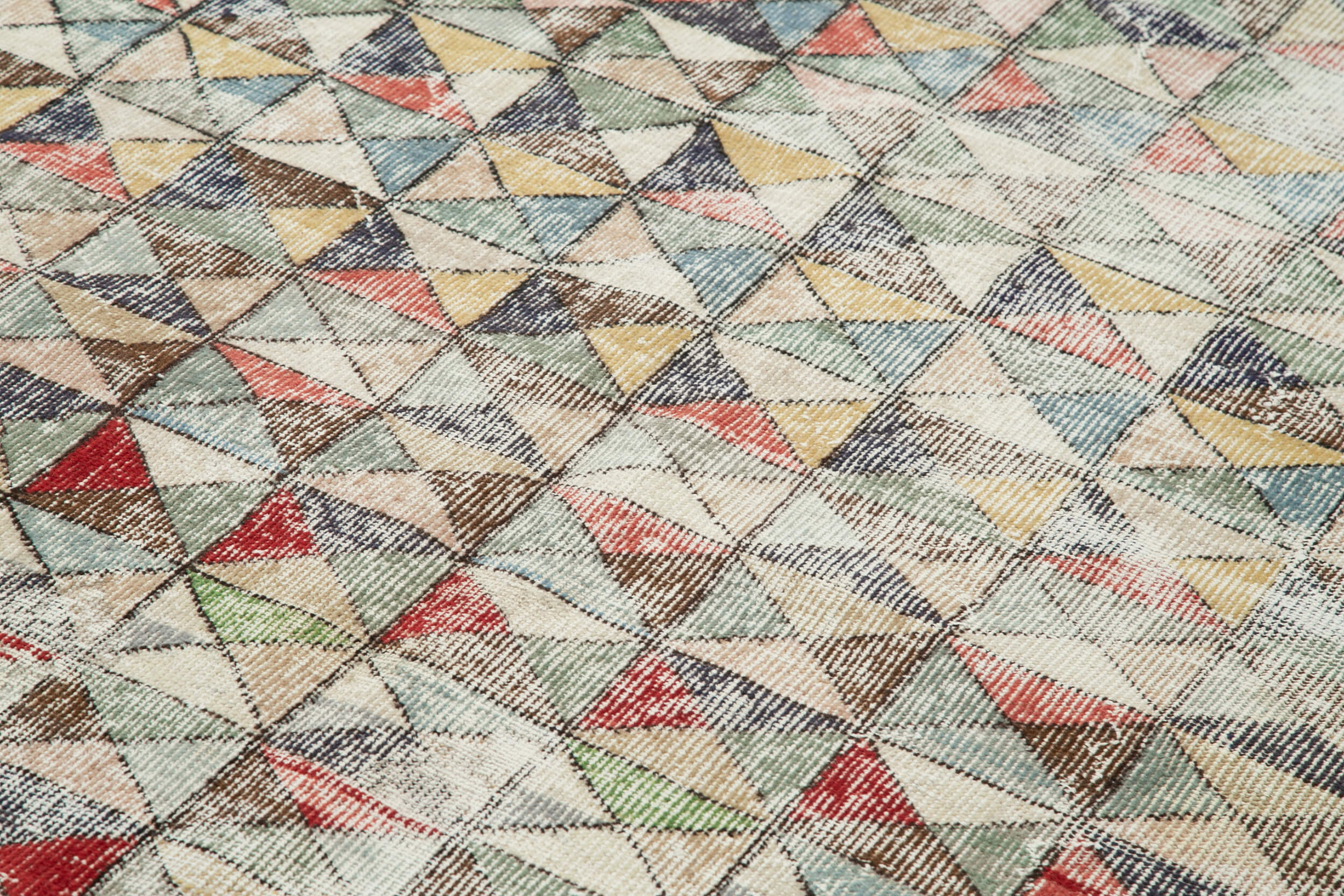 Handmade Area Rug – Checkered Kilim Cotton Wool Vintage Turkish Carpet 5'11''x10'6''