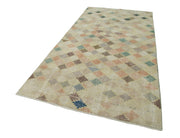 Handmade Area Rug - Checkered Kilim Yellow Cotton Wool Rug 5'0'' x 9'10''