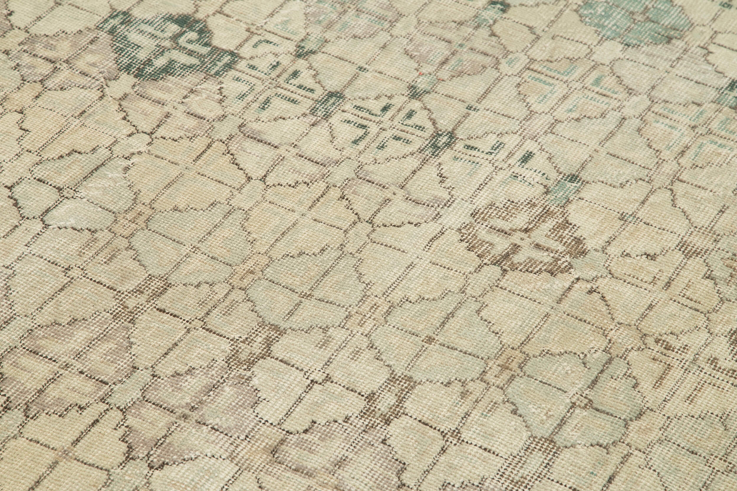 Handmade Area Rug – Checkered Kilim Carpet, Beige Cotton Wool Rug 5'3''x9'1''