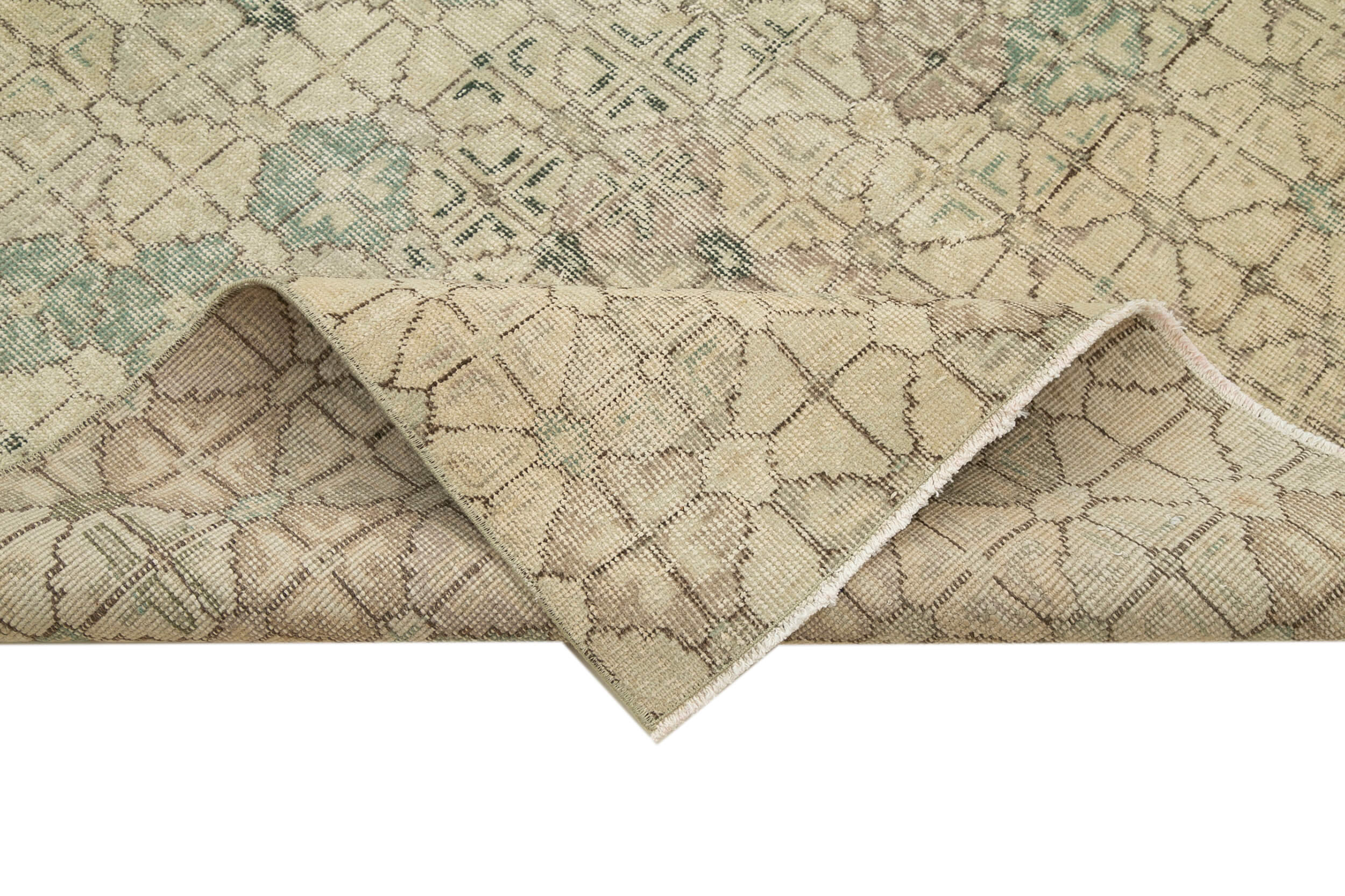 Handmade Area Rug – Checkered Kilim Carpet, Beige Cotton Wool Rug 5'3''x9'1''