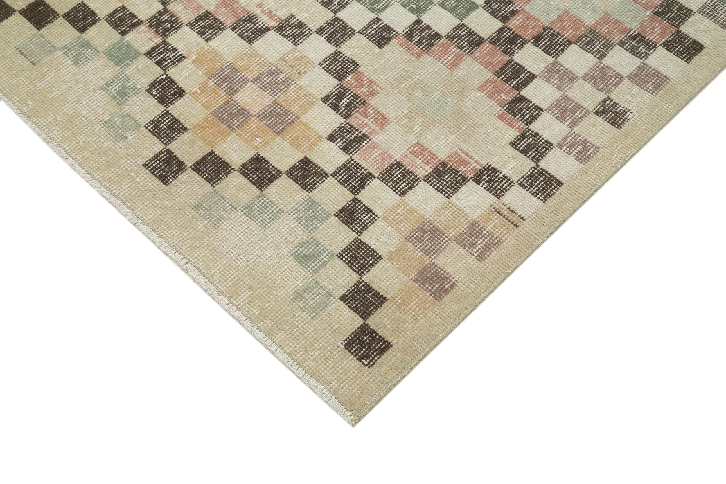 Handmade Area Rug - Checkered Kilim Rug 5'1''x9'8'' | Cotton Wool, Vintage Turkish