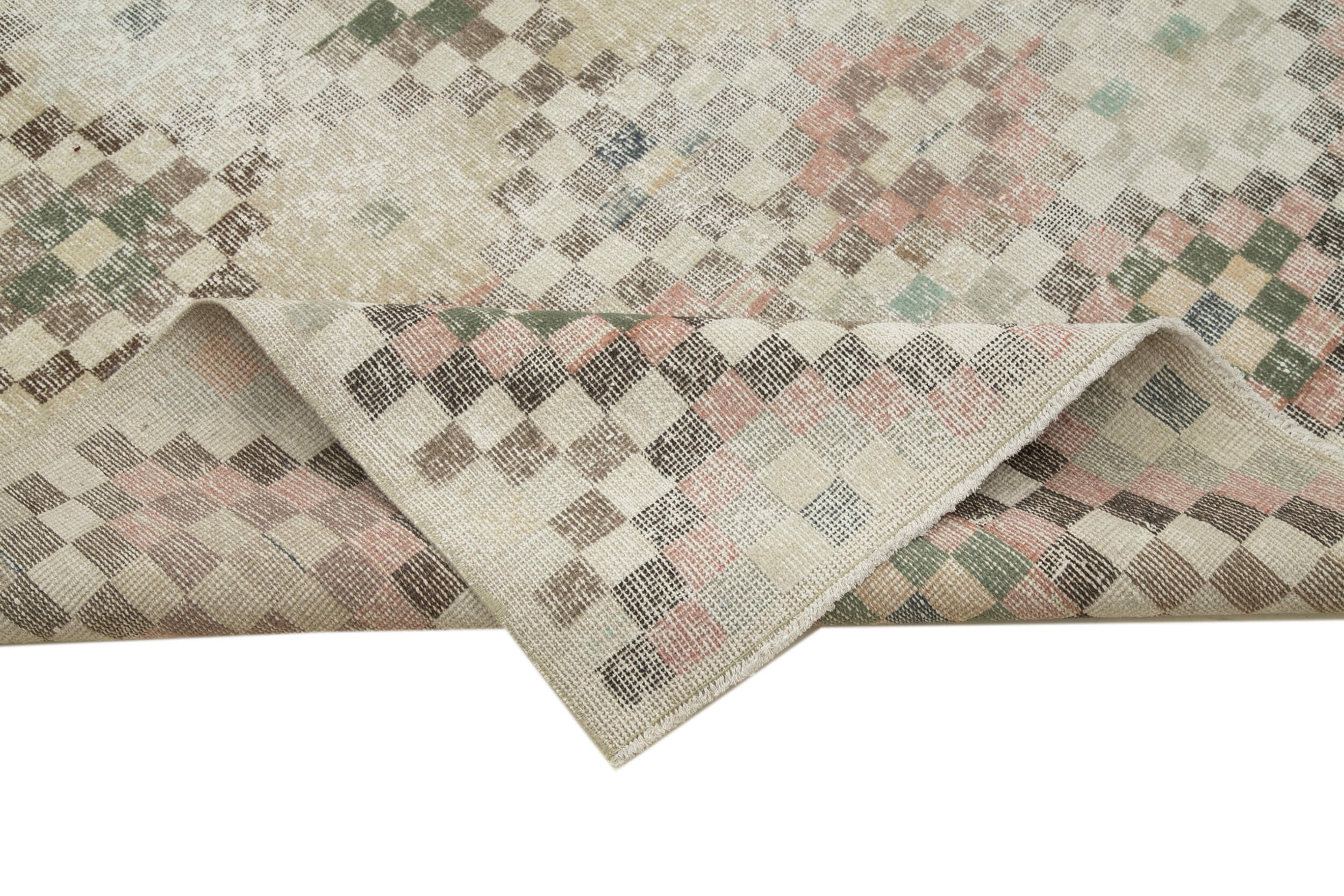 Handmade Area Rug - Checkered Kilim Rug 5'1''x9'8'' | Cotton Wool, Vintage Turkish