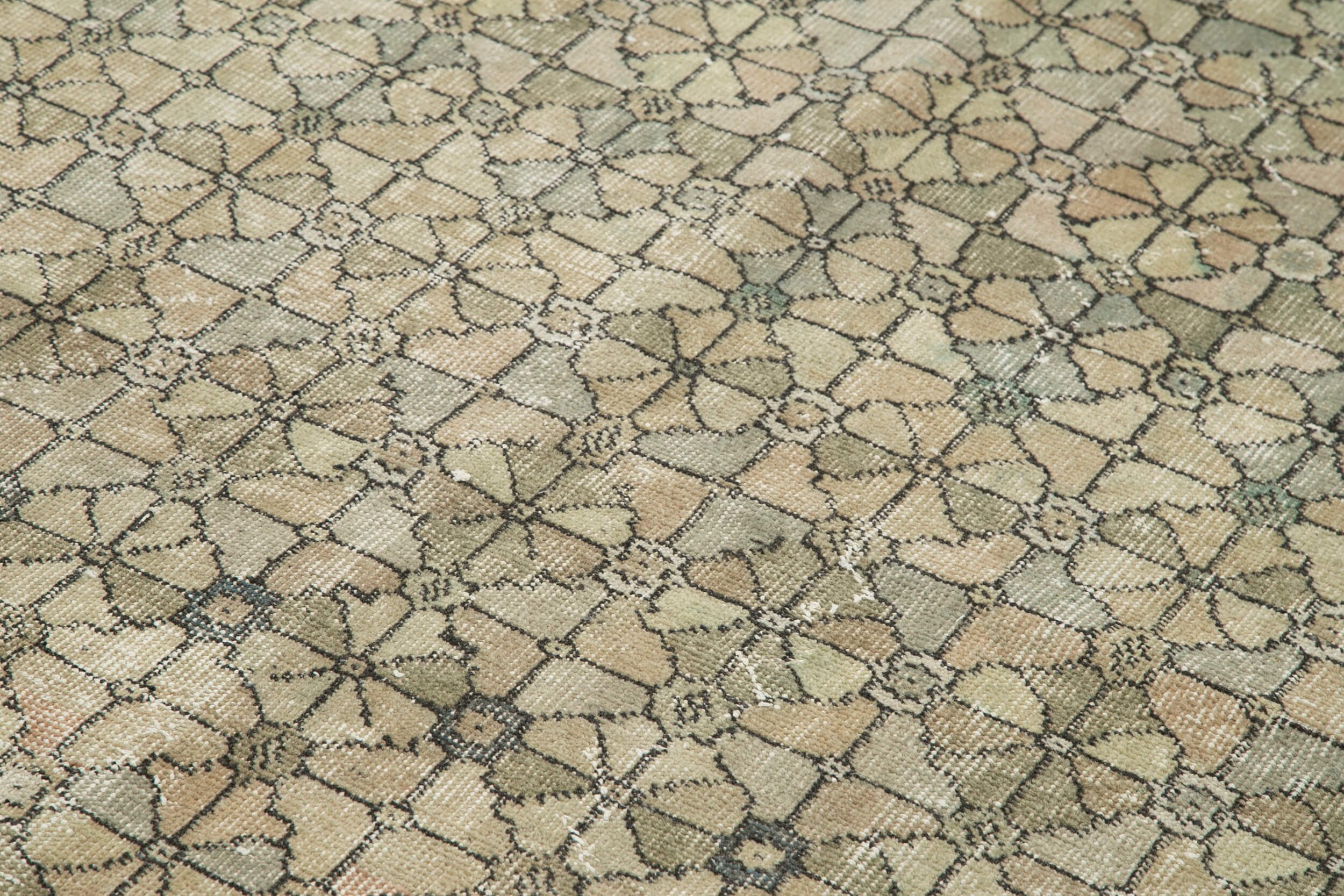 Handmade Area Rug – Brown Checkered Kilim Cotton Wool Woven Carpet 5'11''x9'3''