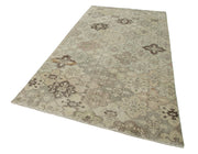 Handmade Area Rug - Checkered Kilim Beige Cotton Wool Rug 5'3" x 9'11"