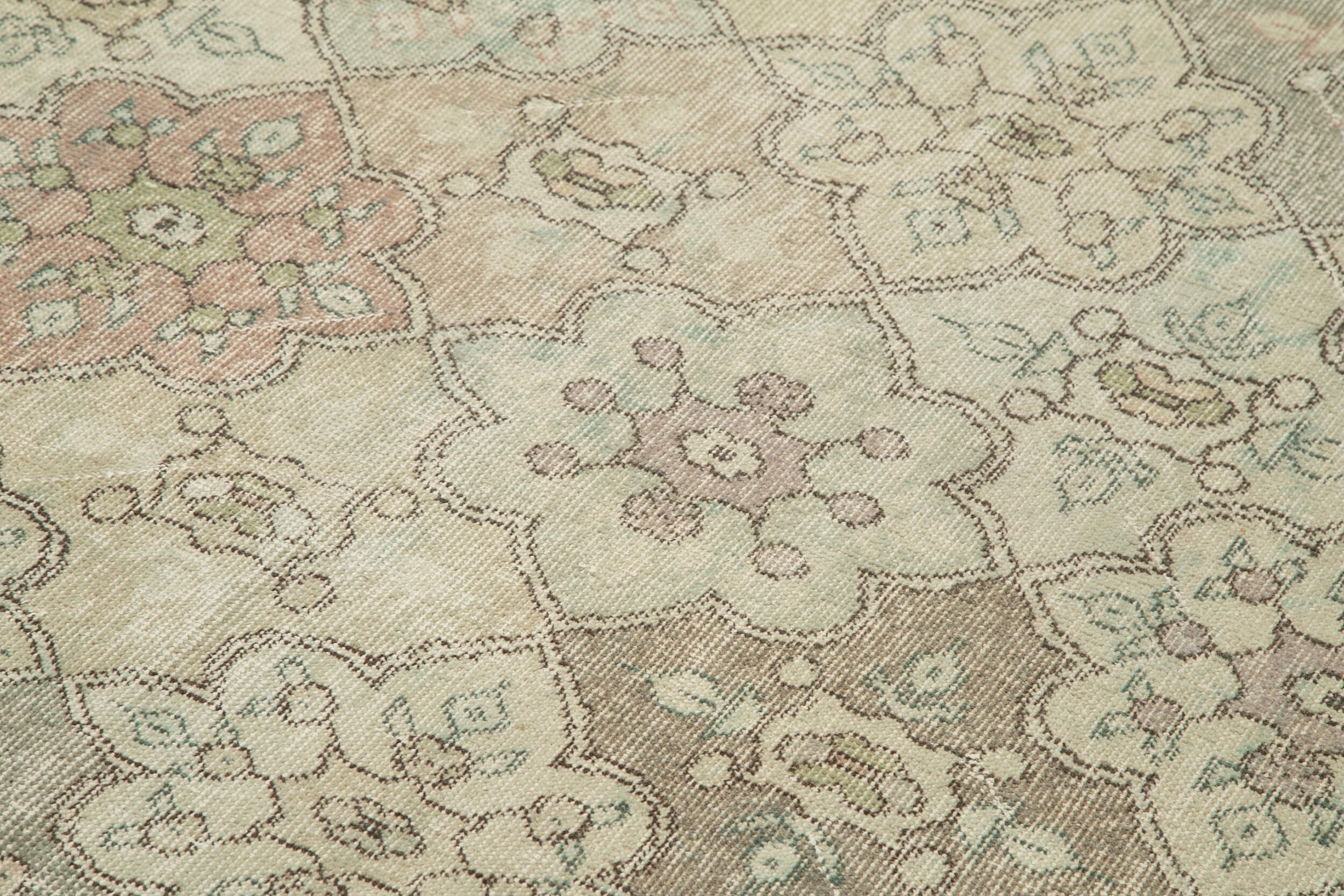 Handmade Area Rug - Checkered Kilim Beige Cotton Wool Rug 5'3" x 9'11"