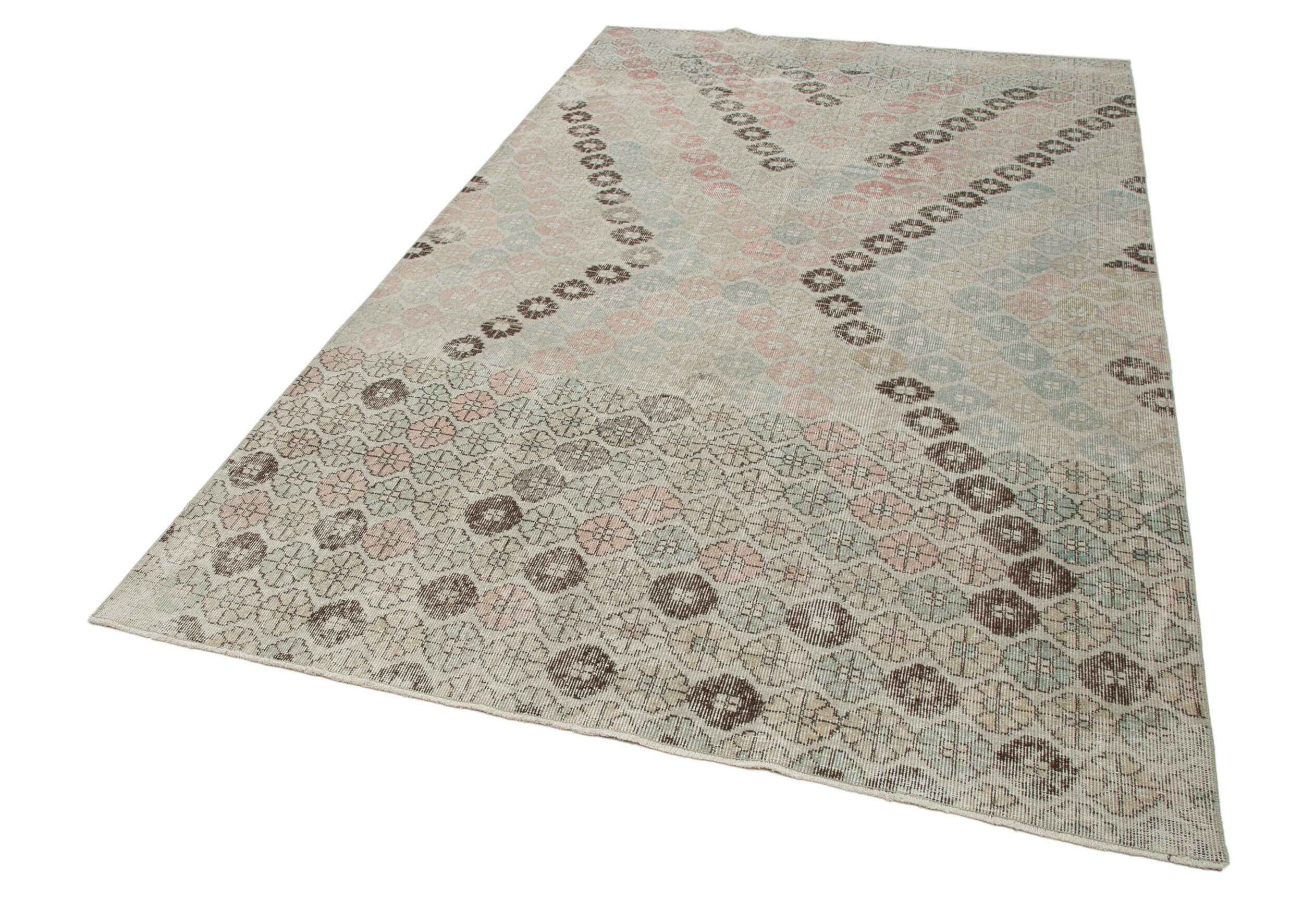 Handmade Area Rug - Checkered Kilim Beige Cotton Wool Rug 5'9''x9'6'' Durable Flat Weave