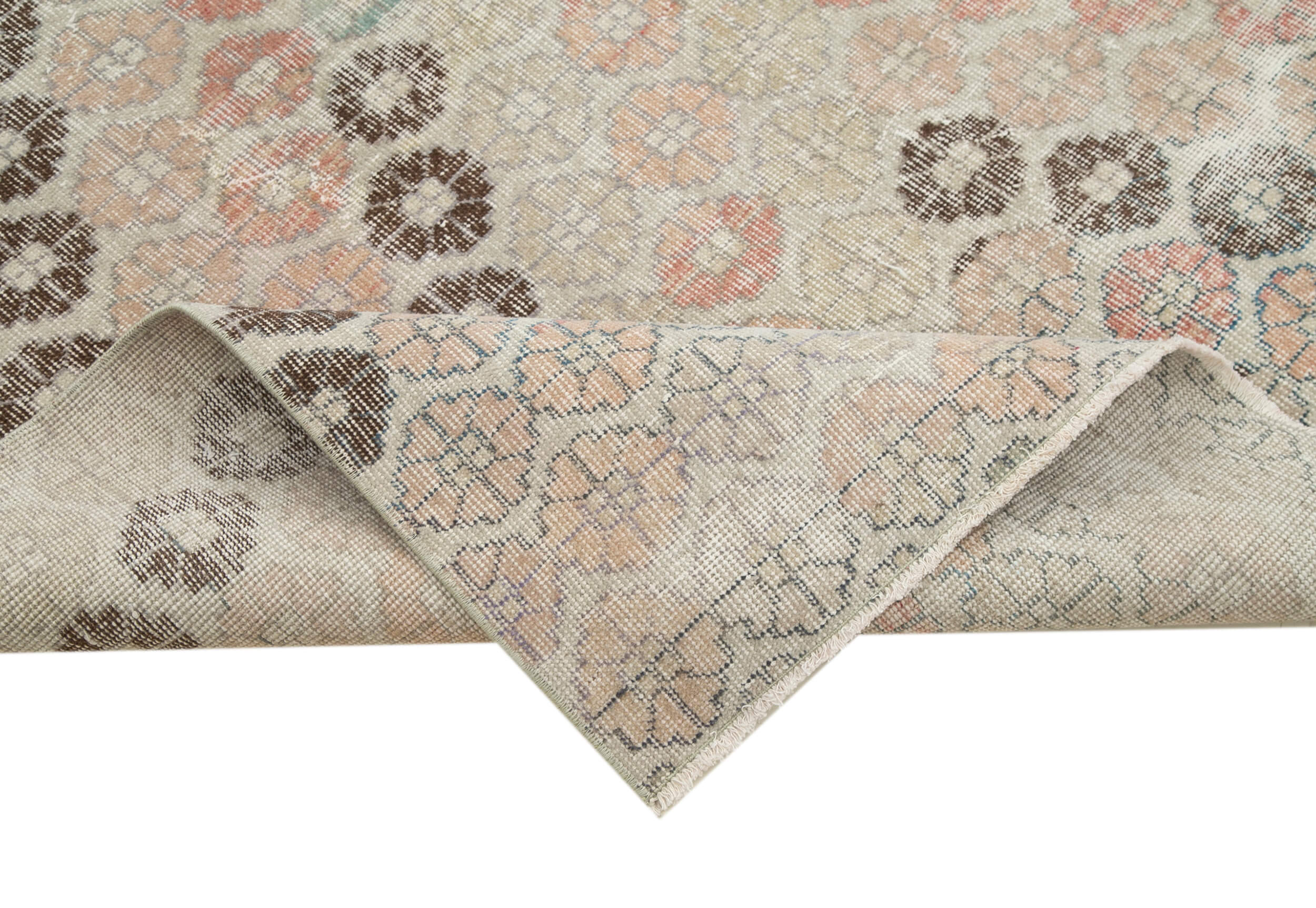 Handmade Area Rug - Checkered Kilim Beige Cotton Wool Rug 5'9''x9'6'' Durable Flat Weave