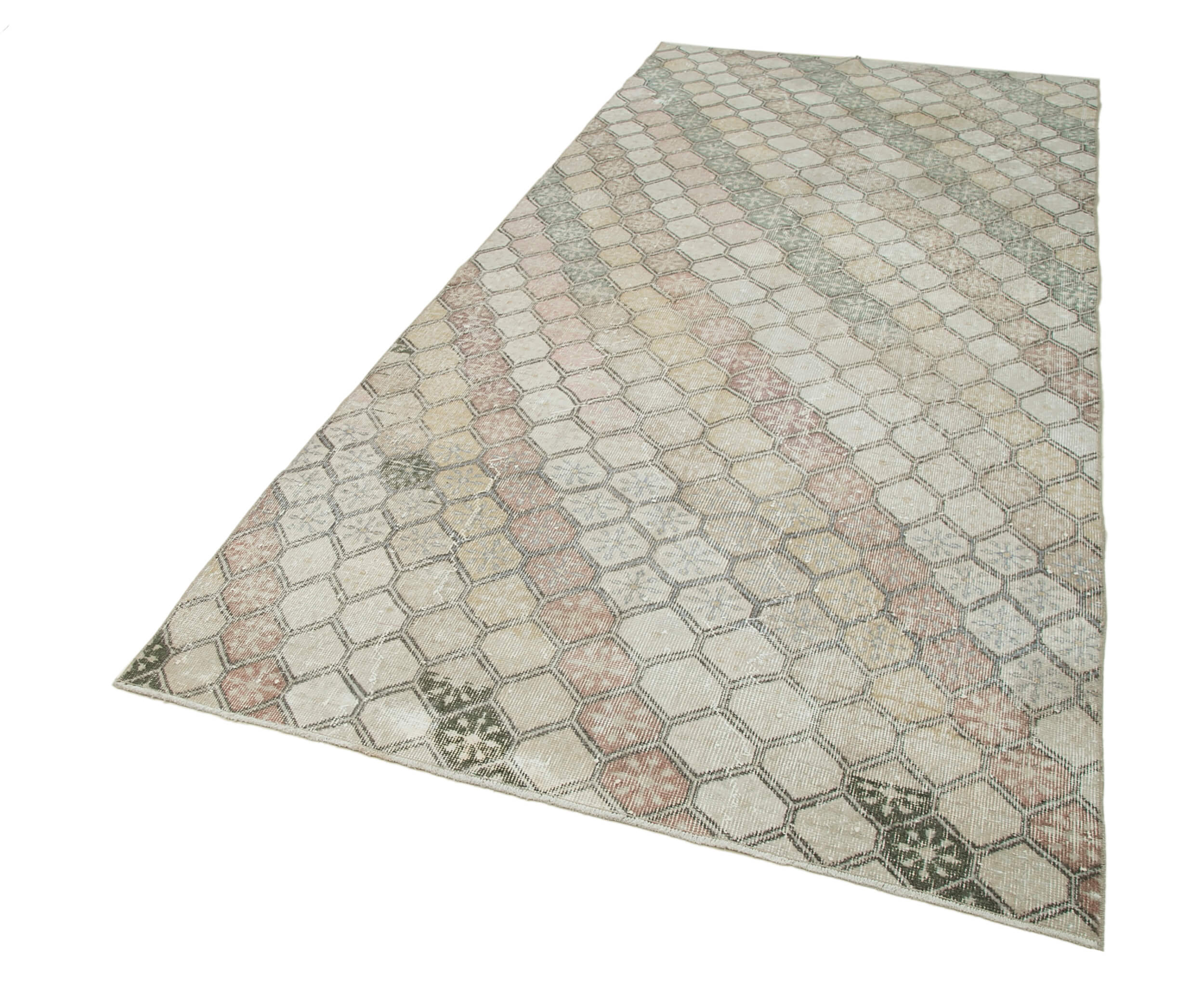 Handmade Area Rug - Durable Checkered Kilim Rug 4'10" x 10'6" Cotton Wool Floor Covering