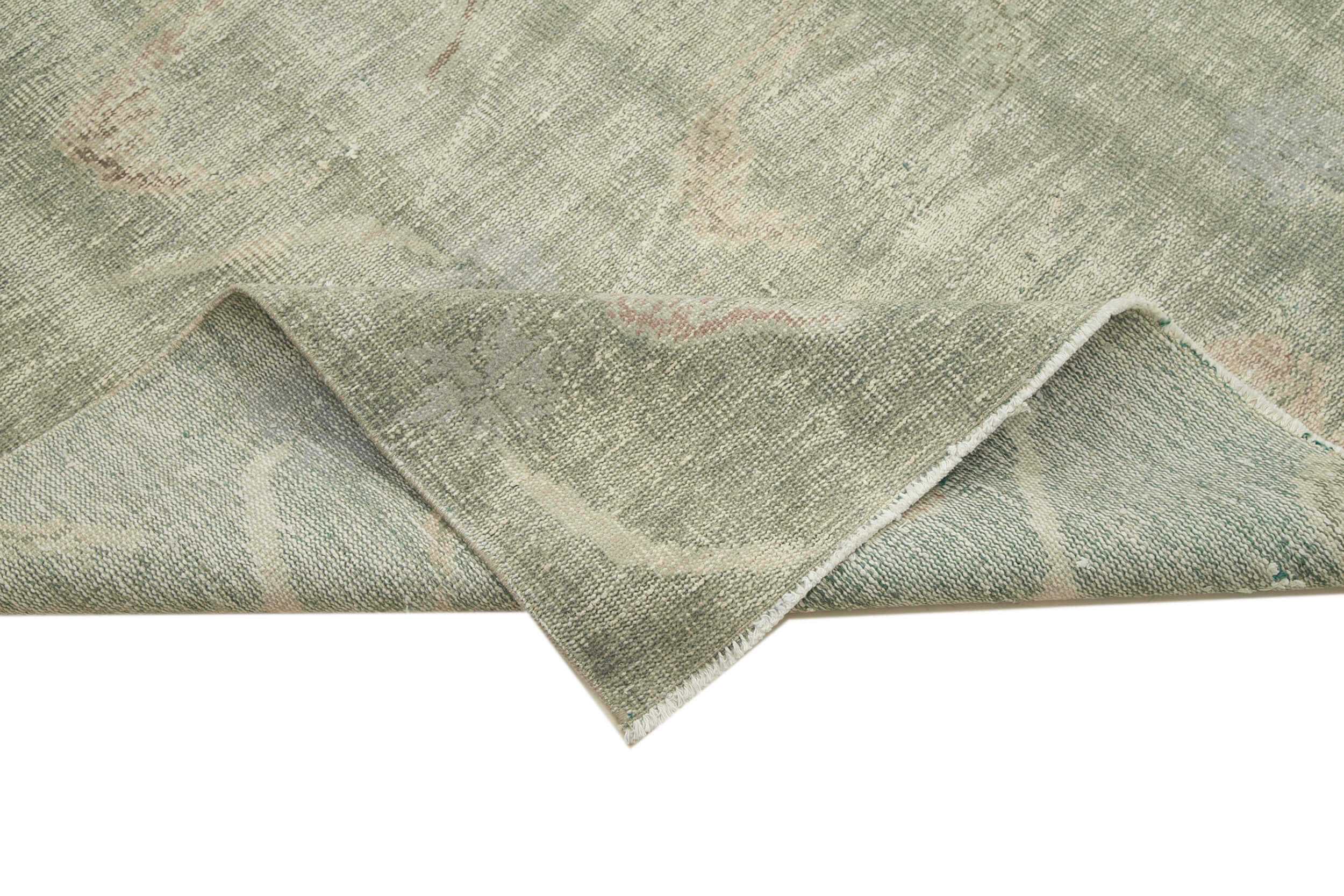 Handmade Wool Area Rug - Green Kilim Checkered Pattern, Durable Cotton Wool Rug 6'x8'10"