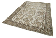 Handmade Wool Area Rug - Checkered Kilim Brown Cotton Wool Rug 6'9''x9'8''