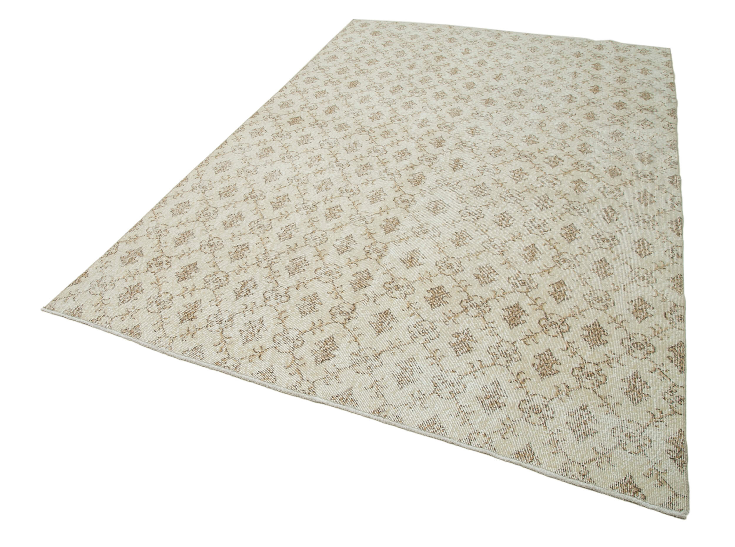 Checkered Kilim Beige Cotton Wool Handmade Area Rug 6'5'' x 10'2''