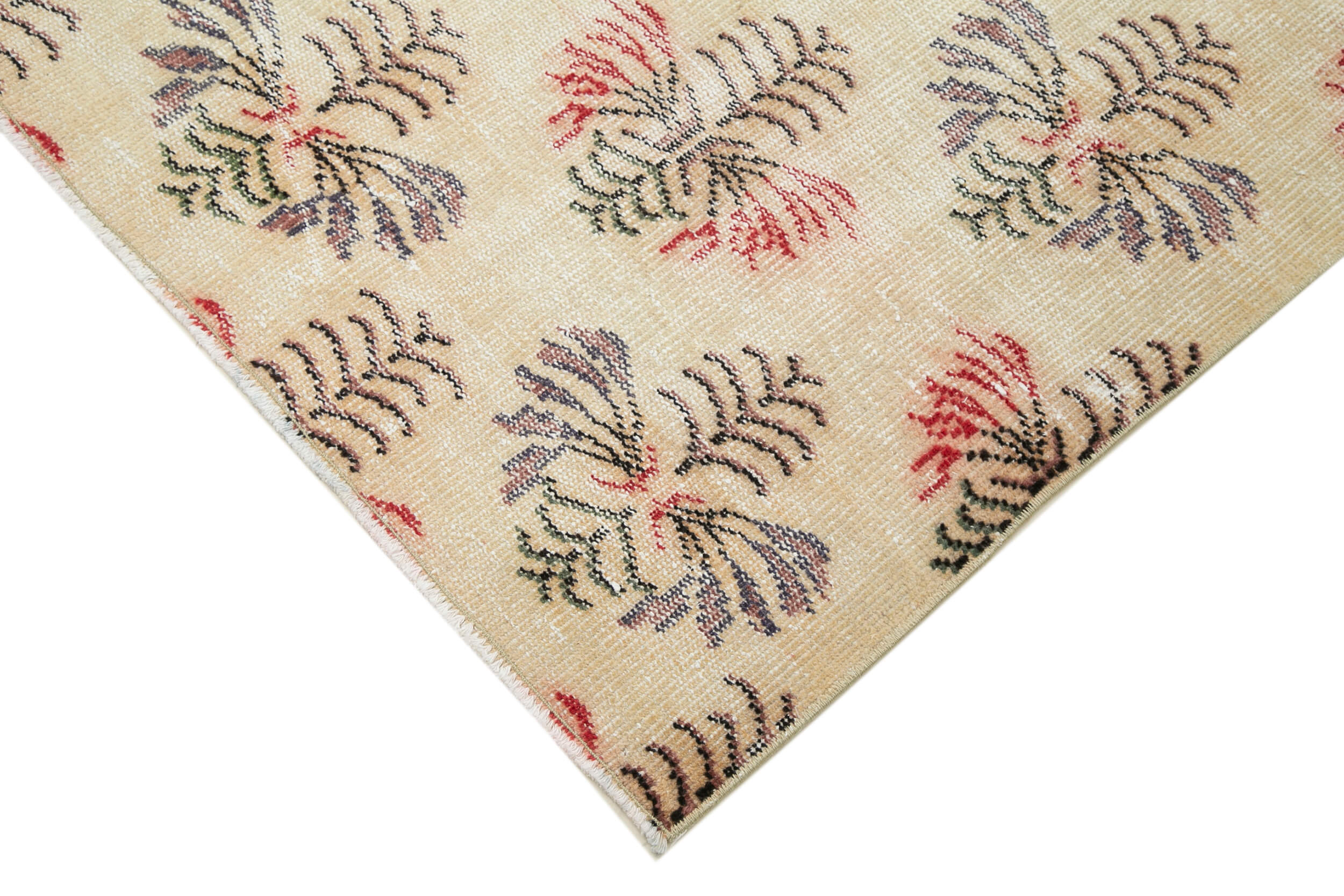 Handmade Area Rug - Checkered Kilim Yellow Cotton Wool 5'8''x8'6'' Vintage Carpet