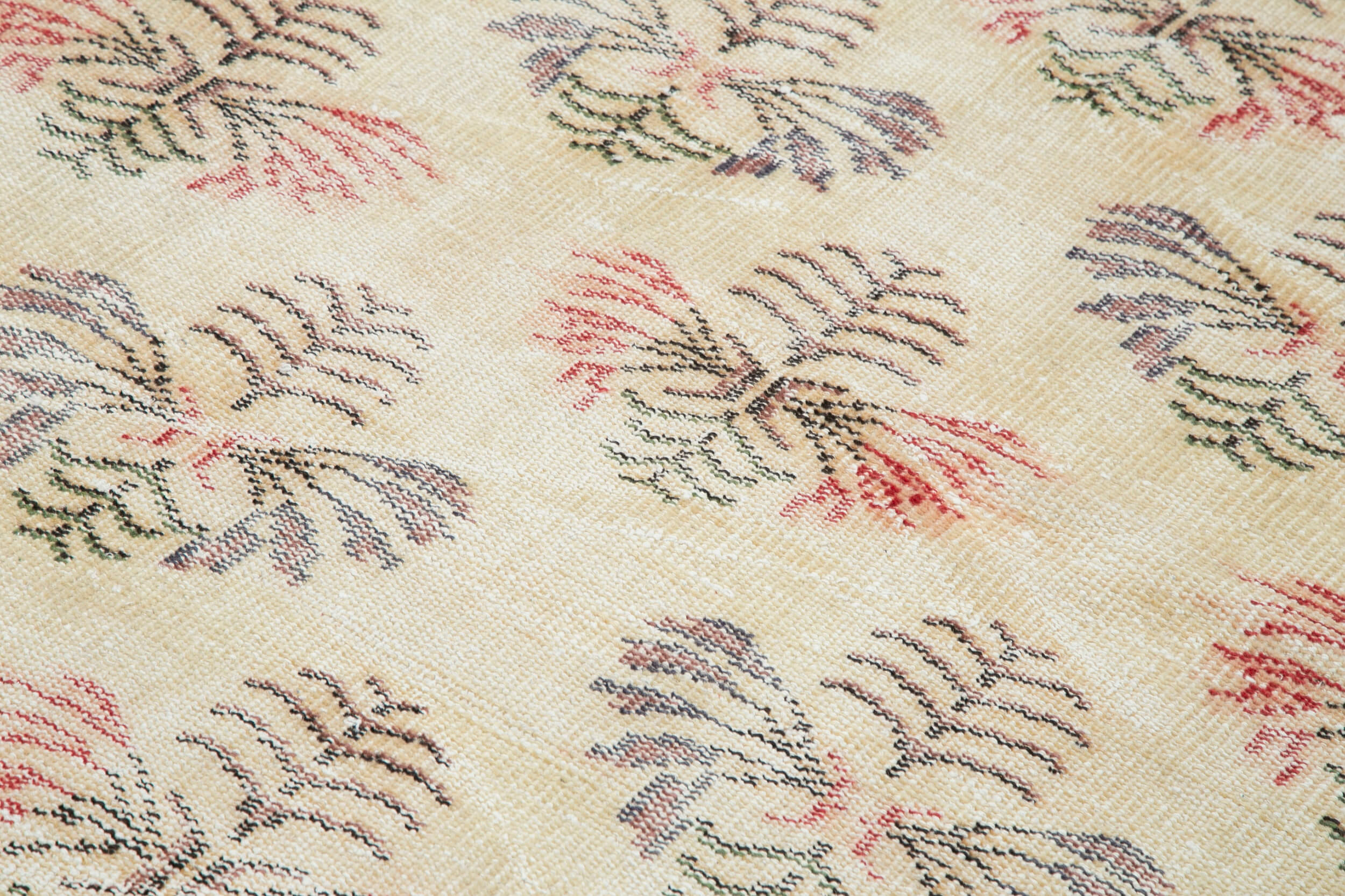 Handmade Area Rug - Checkered Kilim Yellow Cotton Wool 5'8''x8'6'' Vintage Carpet