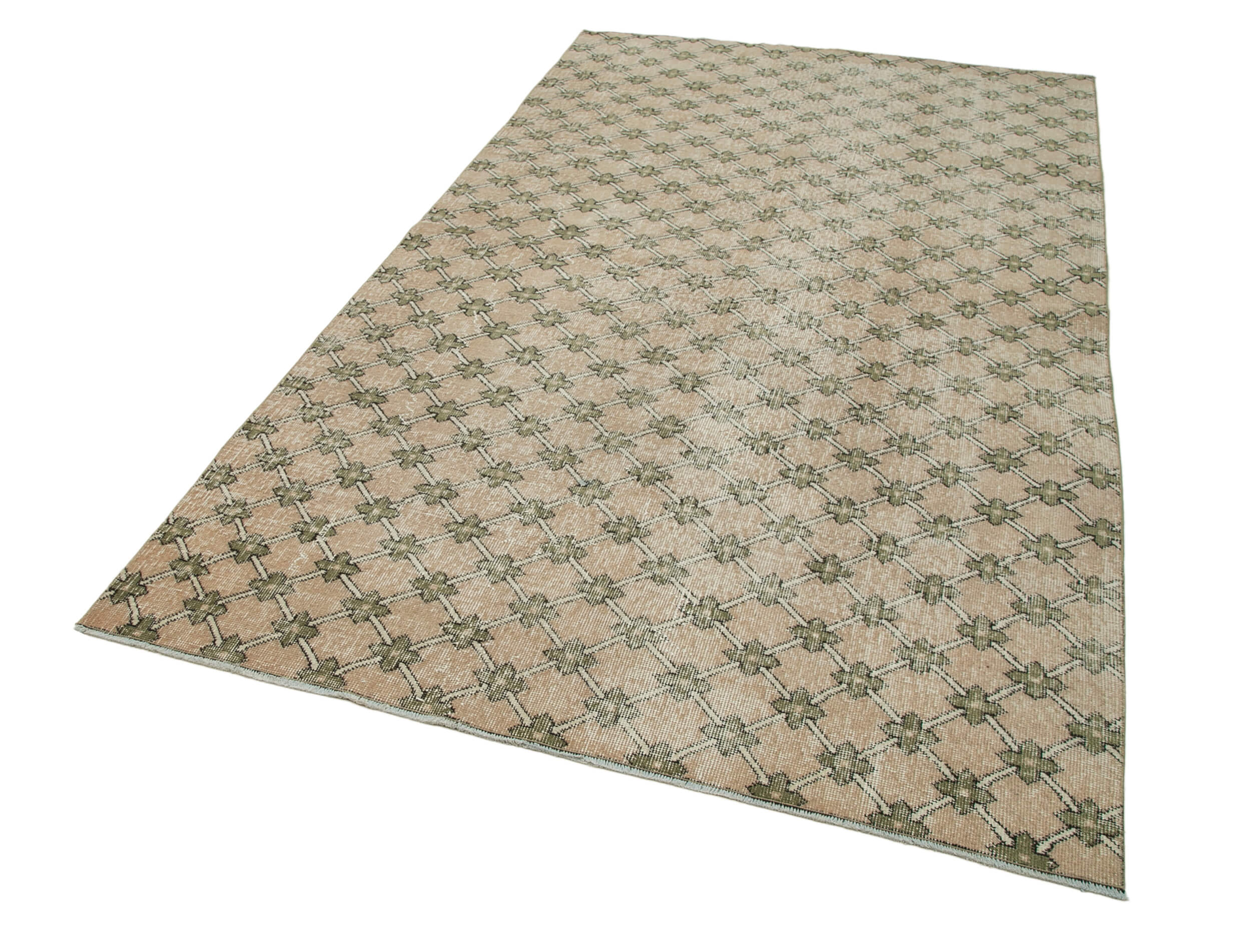 Handmade Area Rug – Checkered Kilim Beige Cotton Wool Rug 5'2'' x 8'9''