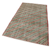 Vintage Wool Area Rug | Turkish Hand Knotted Checkered Red Handmade Cotton Rug