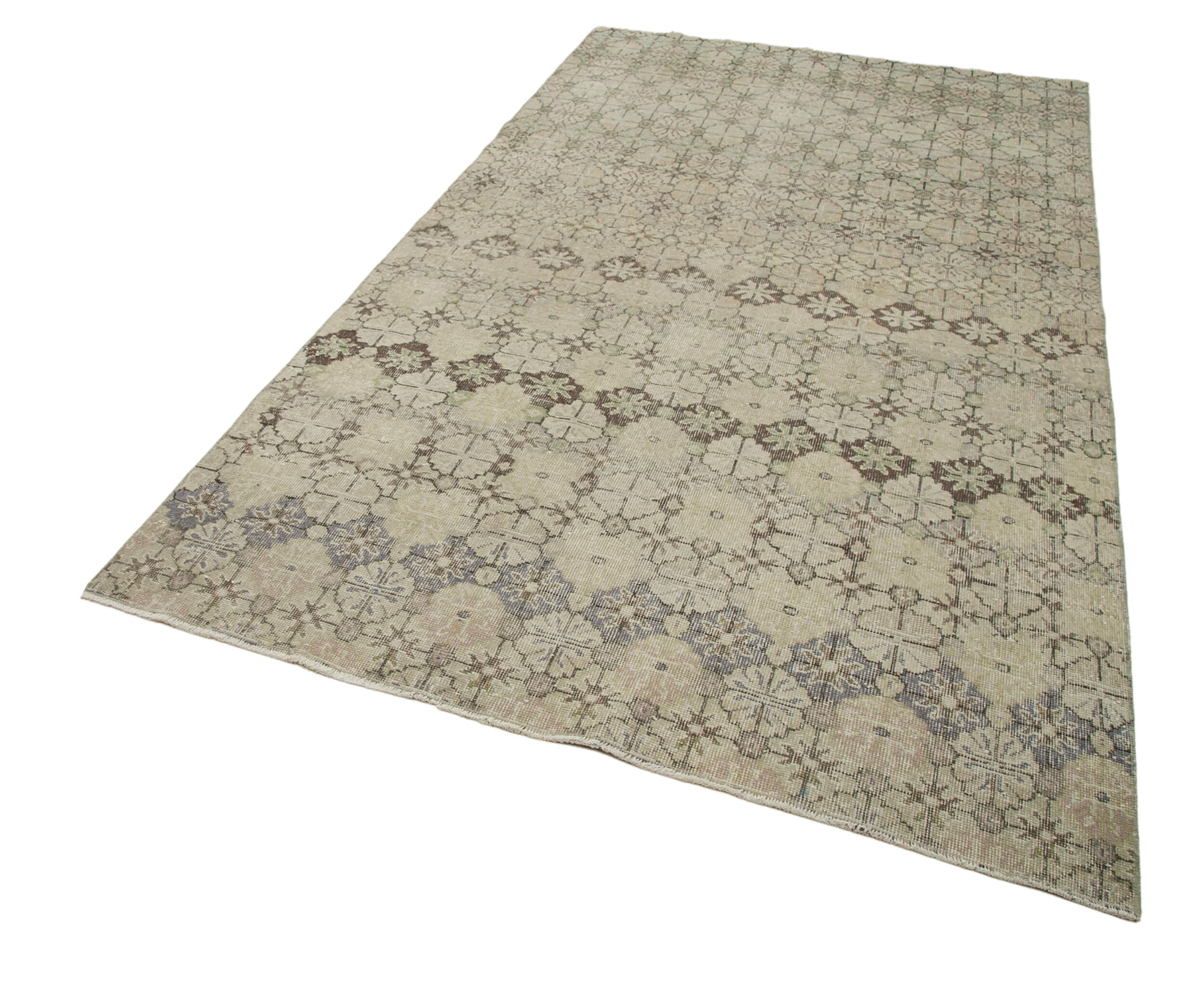 Handmade Kilim Rug – Beige Checkered Cotton Wool Area Rug 5'4'' x 9'5'' Flat Weave